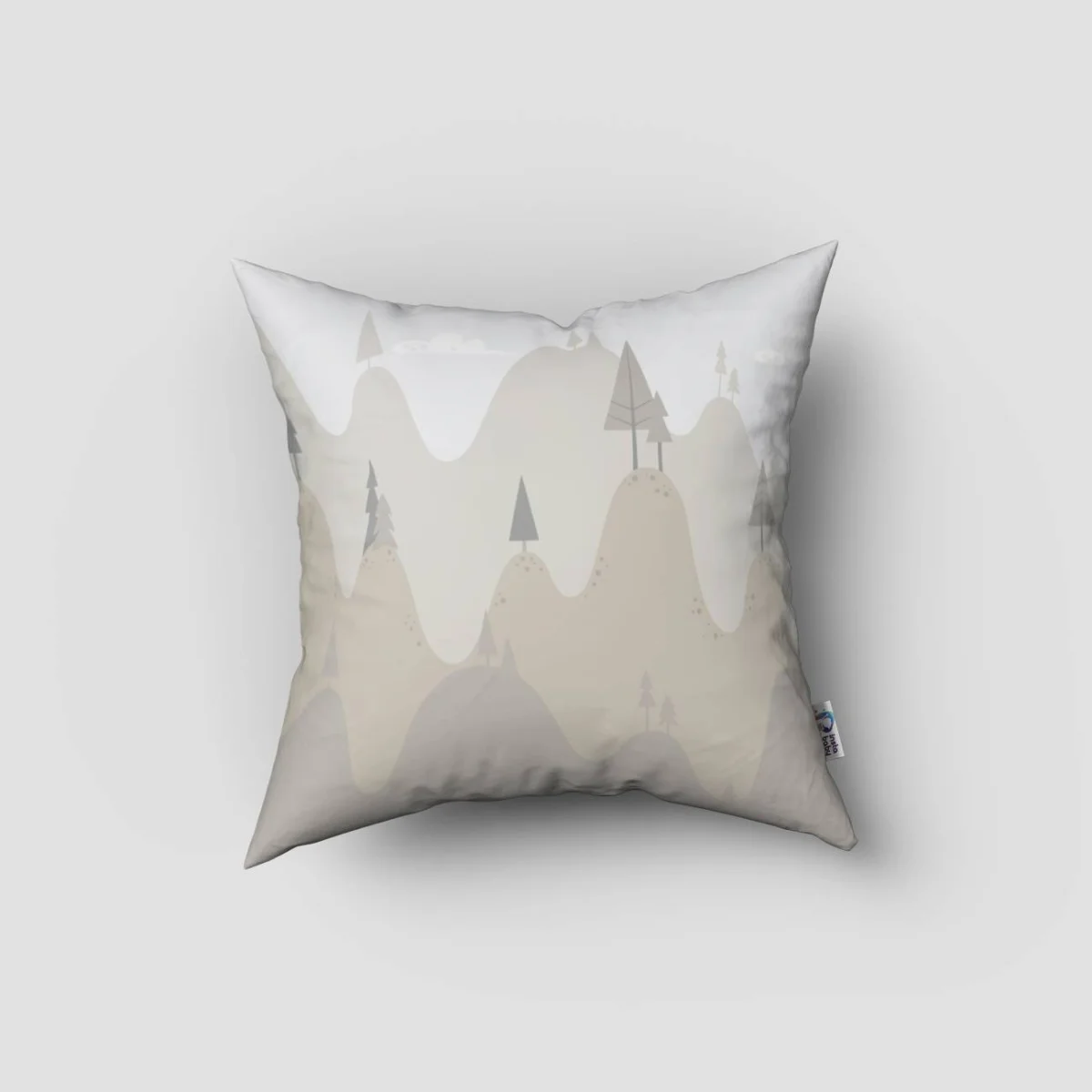 Doğa, Orman, Dağlar Kırlent Kılıfı | Beyaz tepeler, ağaçlar Desenli