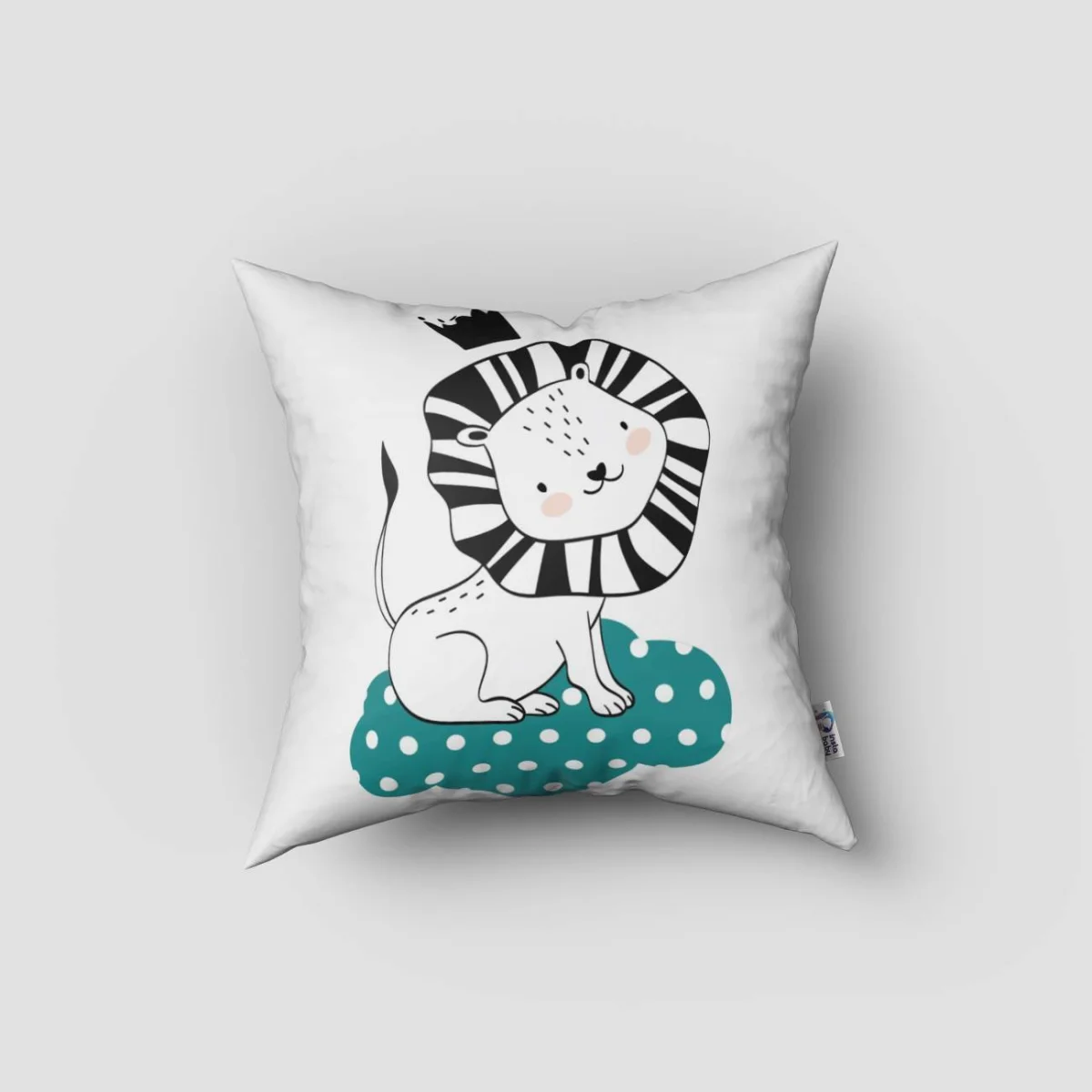 Aslan Kırlent Kılıfı | Beyaz bulutlar, yıldızlar Desenli