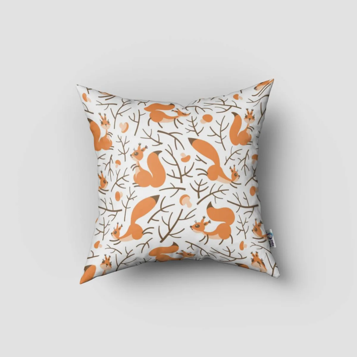 Sincaplar Kırlent Kılıfı | Beyaz ağaç dalları, mantar Desenli