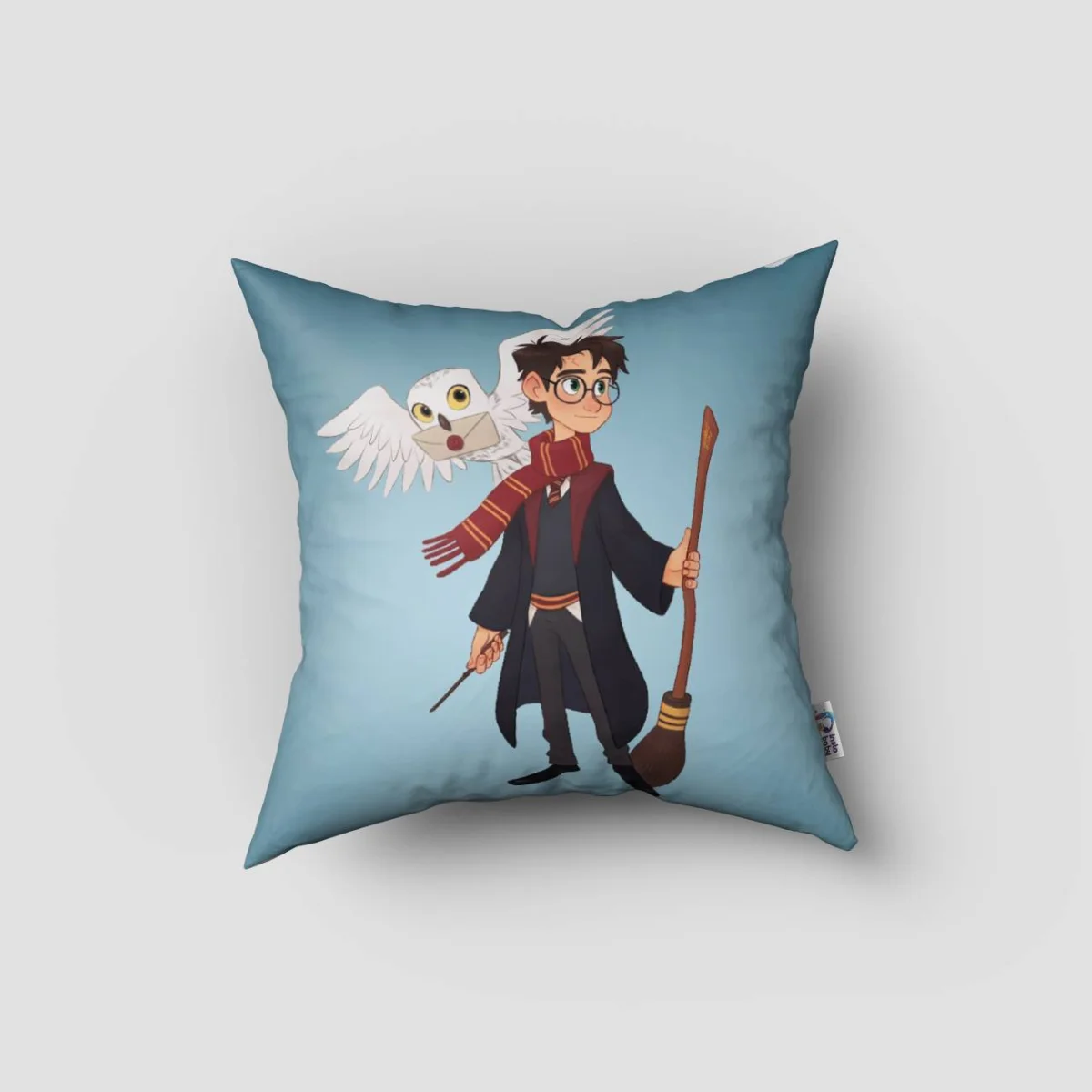 Harry Potter Kırlent Kılıfı | Mavi yıldızlar, Hogwarts şato Desenli