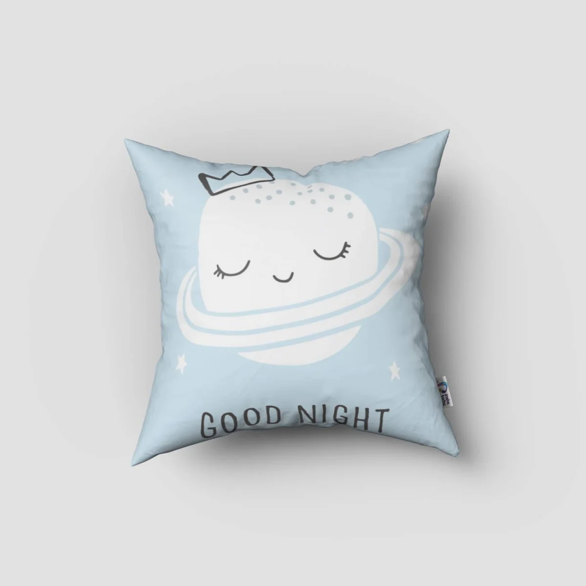 Uzay Kırlent Kılıfı | Mavi yıldızlar, taç Desenli