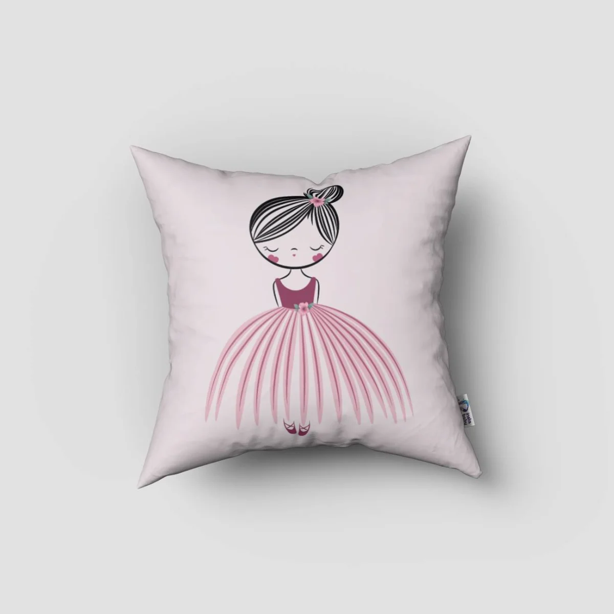 Balerin kız Kırlent Kılıfı | Açık pembe Pembe çiçek, bale ayakkabıları Desenli