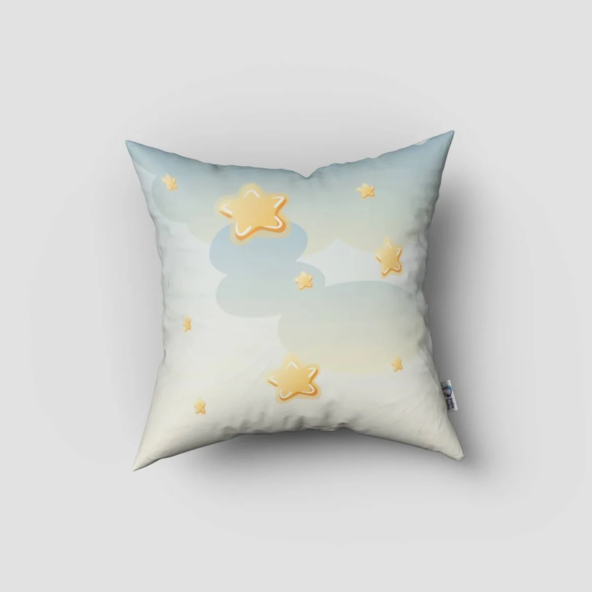 Ayda Ayıcık Kırlent Kılıfı | Beyaz yıldız, bulut Desenli