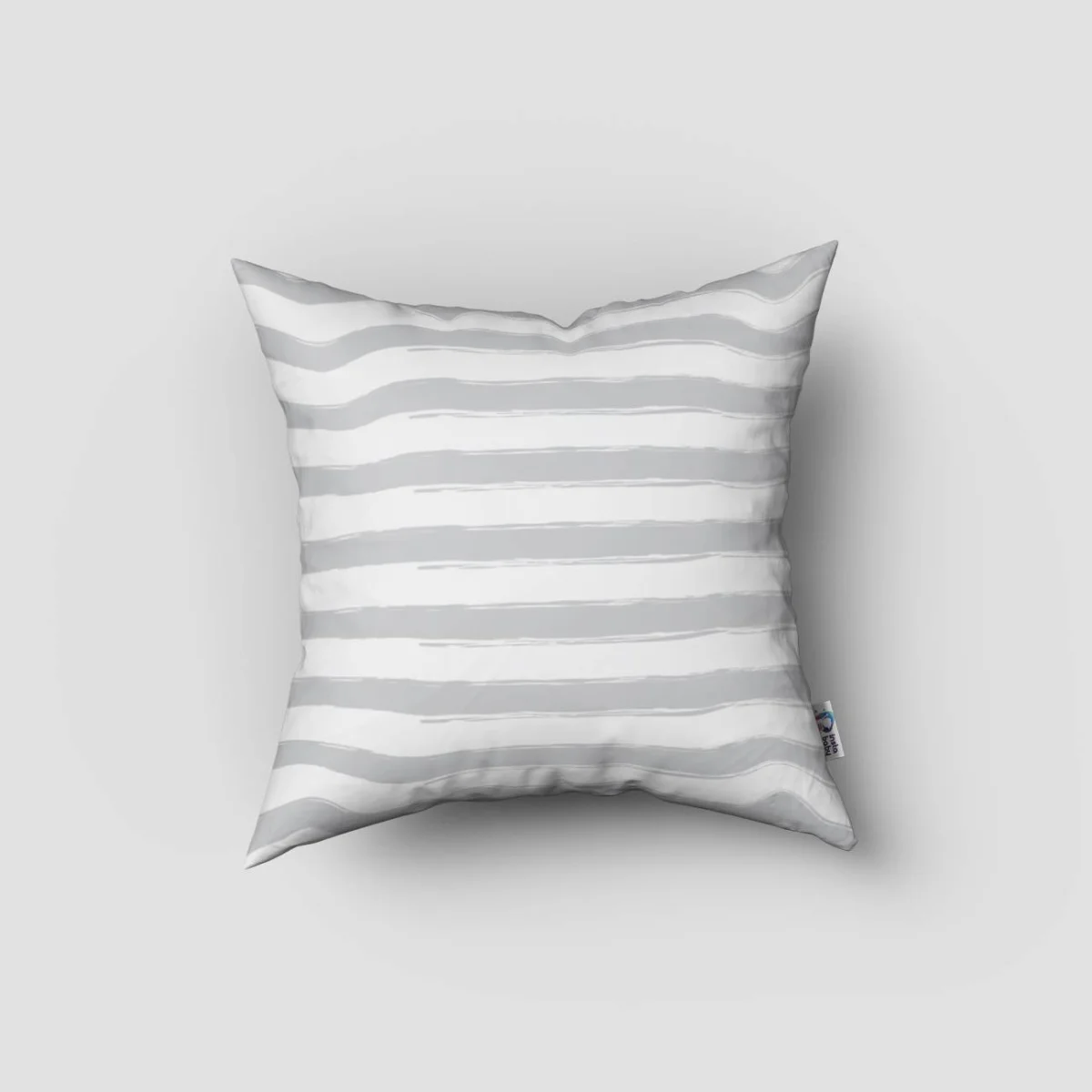 Balerin kız ve tavşan Kırlent Kılıfı | Beyaz Yatay gri çizgiler, pembe tütü ve kurdele Desenli