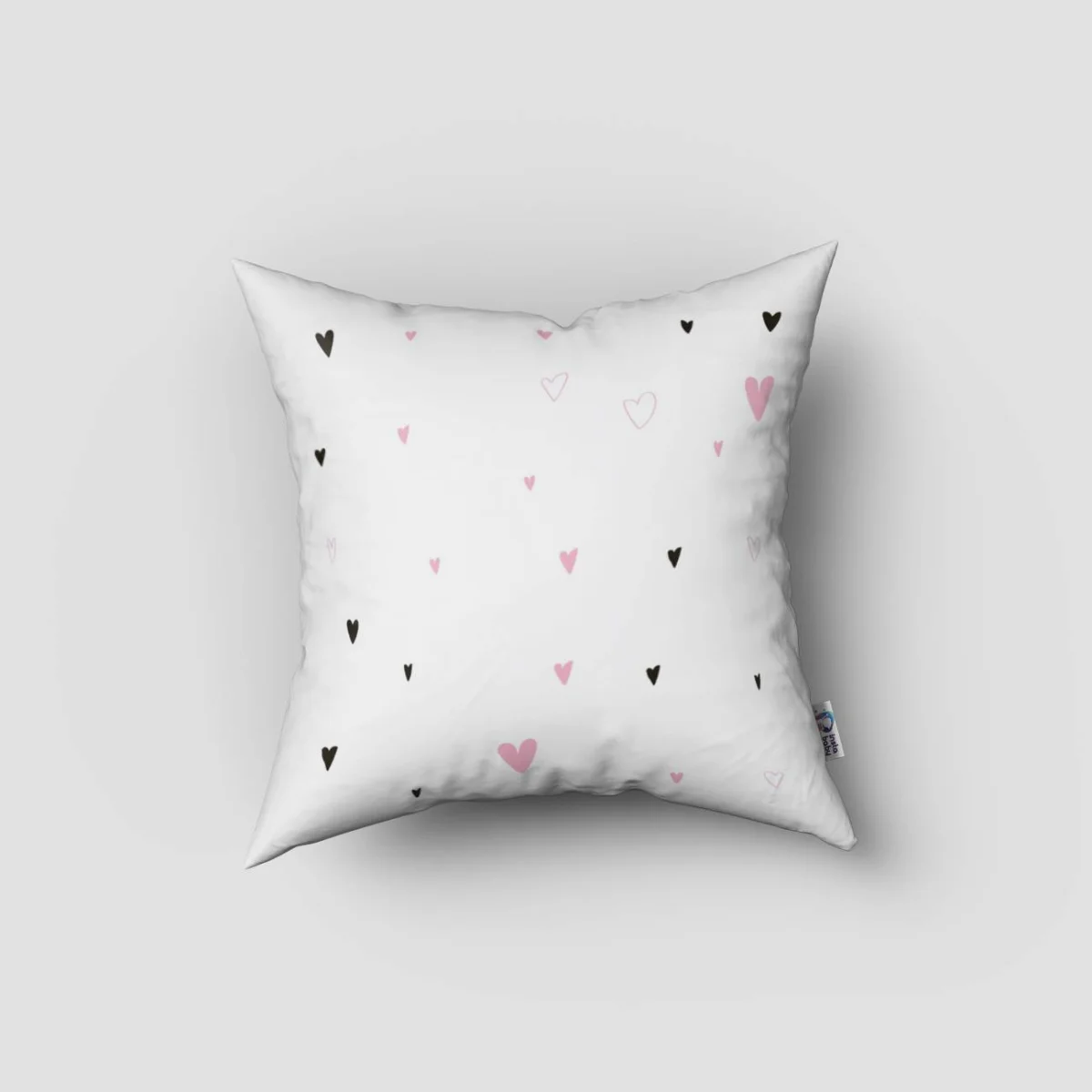 Balerin Kırlent Kılıfı | Beyaz Kalpler, yazı Desenli