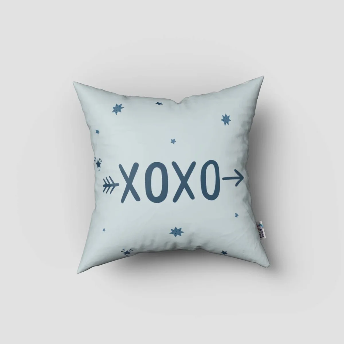 Çadır (Teepee) Kırlent Kılıfı | Mavi Ay, yıldızlar Desenli