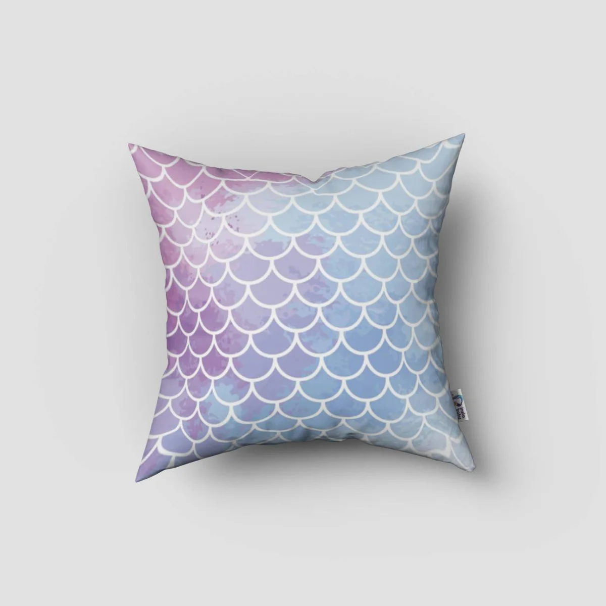 Deniz Kızı Kırlent Kılıfı | Mor deniz atı, bulut Desenli