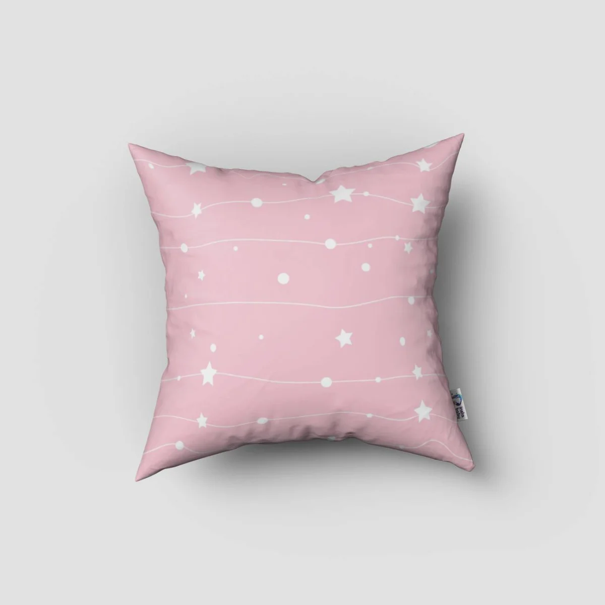 Uzay Kırlent Kılıfı | Pembe yıldızlar, daireler Desenli