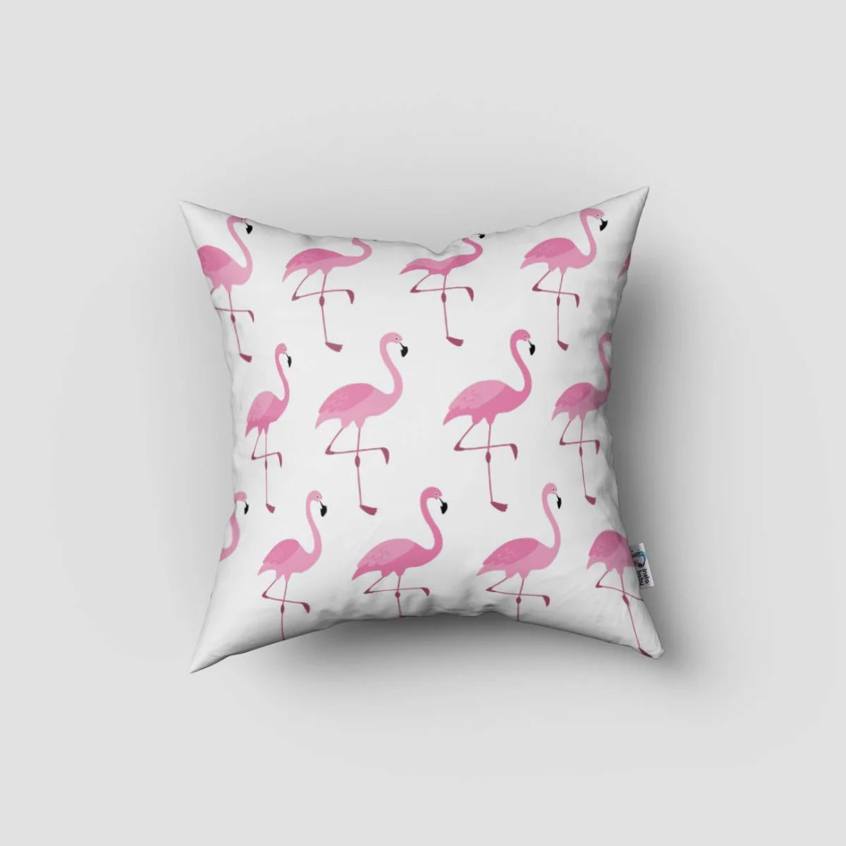 Flamingo Kırlent Kılıfı | Beyaz Çiçekler, taç Desenli