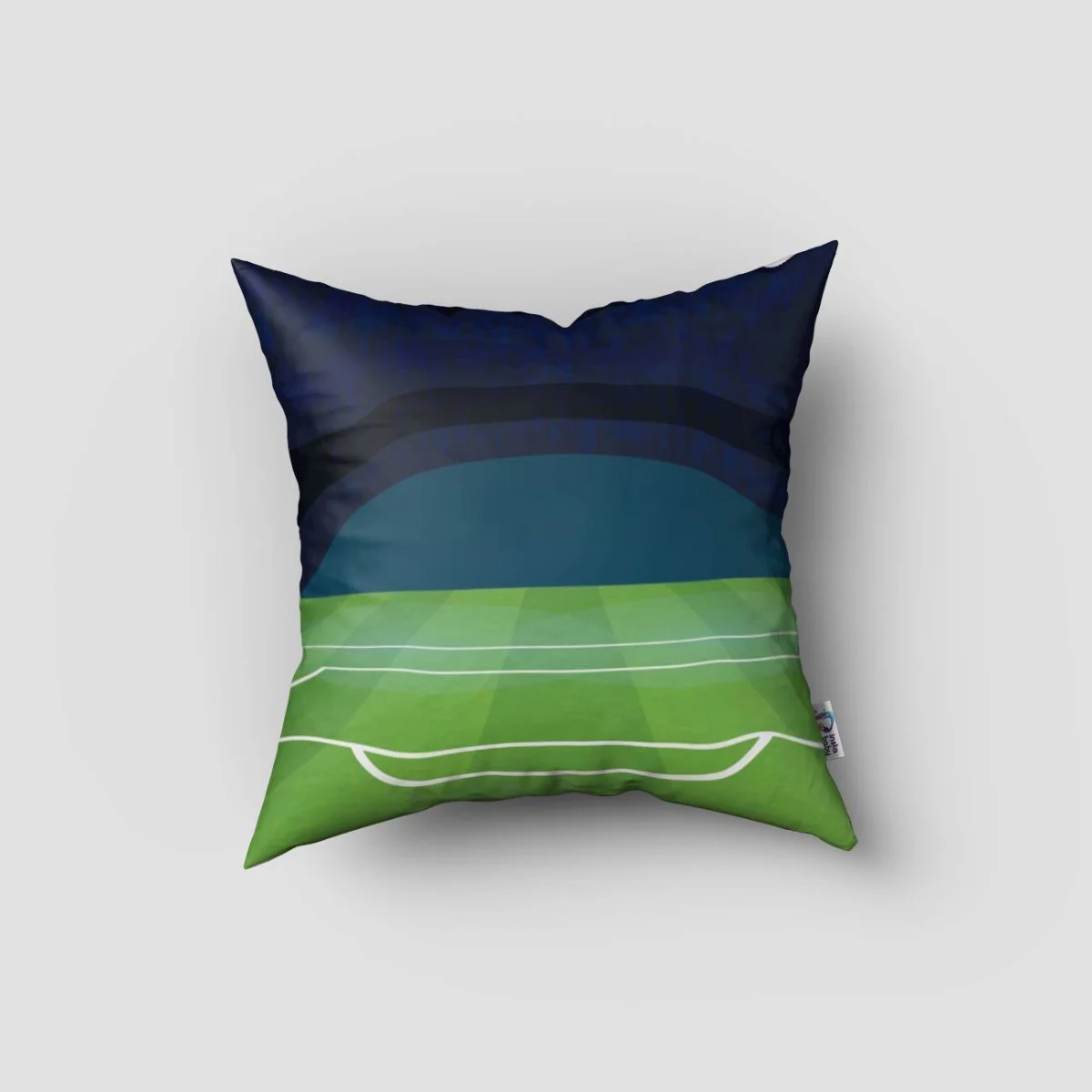 Futbol Kırlent Kılıfı | Mavi Stadyum ışıkları, futbol topu Desenli