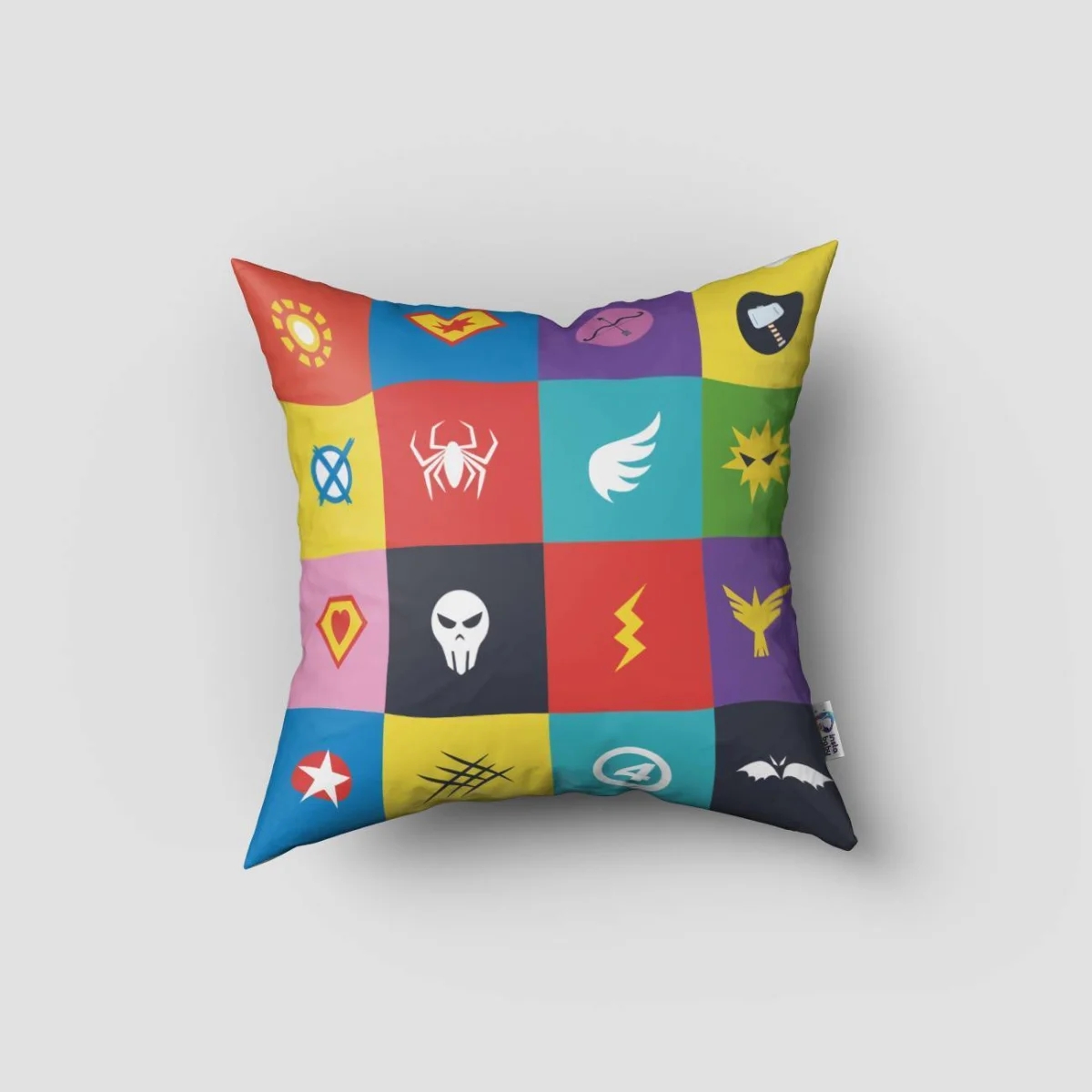 Süper Kahraman Kırlent Kılıfı | Mavi maske, yıldız Desenli