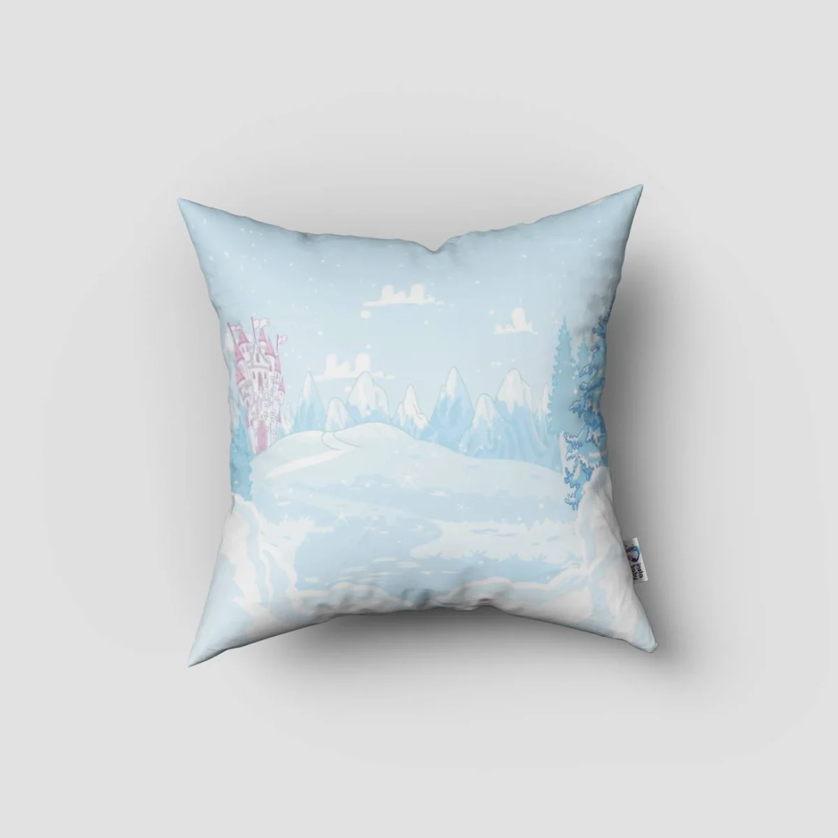 Prenses Kırlent Kılıfı | Mavi kale, kuş Desenli