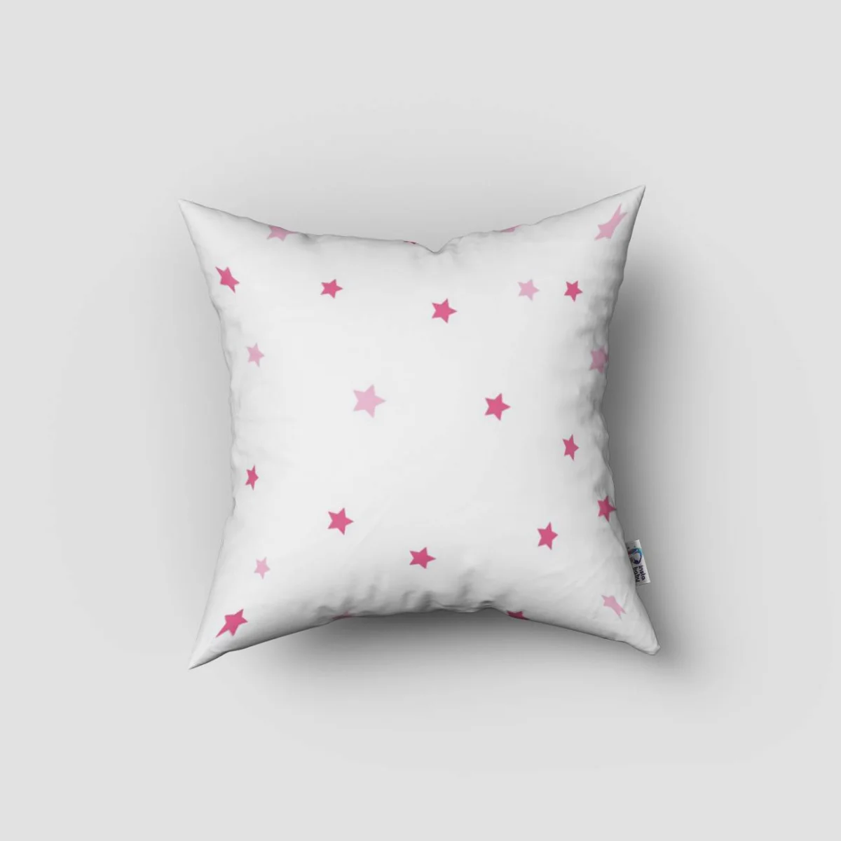 Prenses tacı Kırlent Kılıfı | Beyaz Pembe yıldızlar, yaprak desenleri Desenli