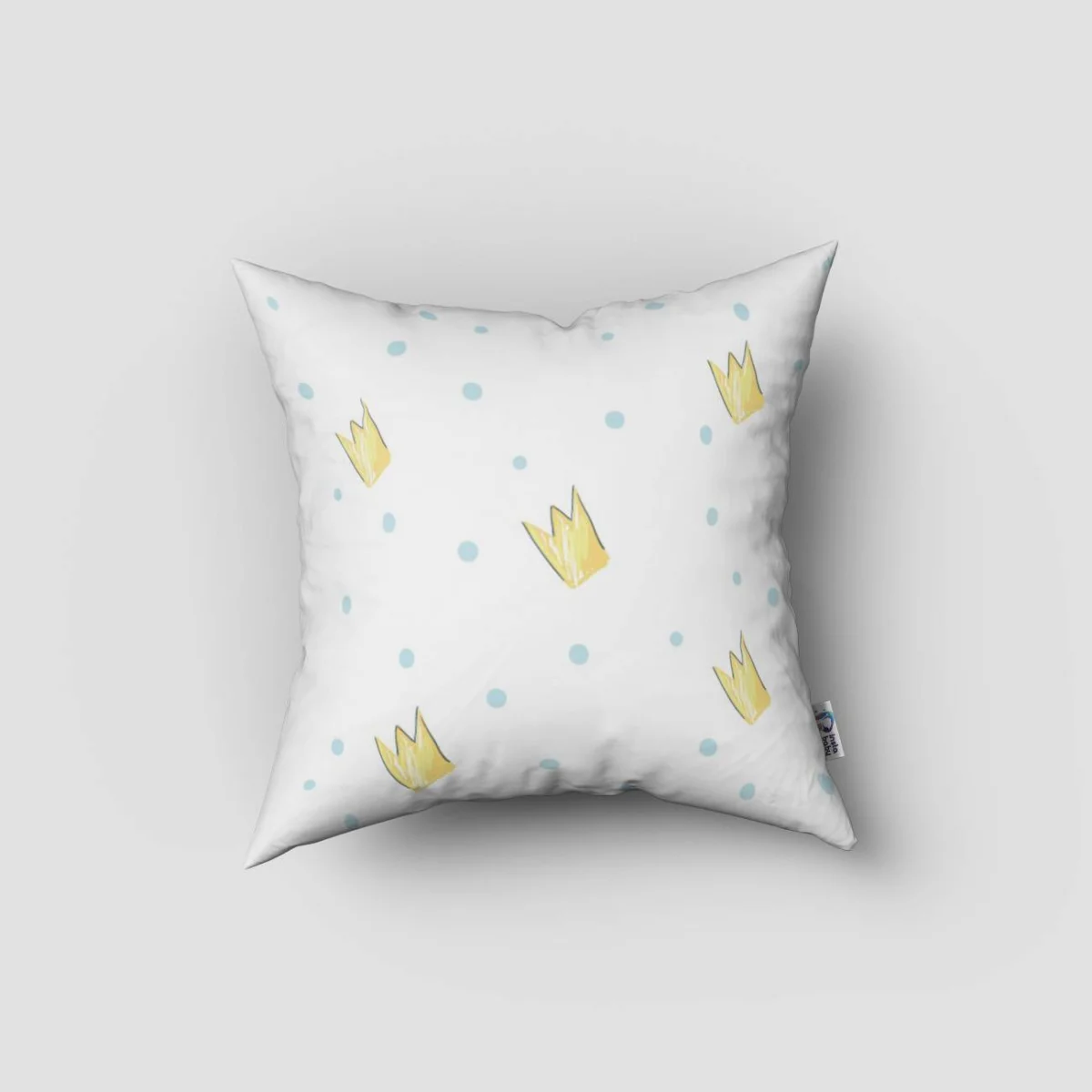 Kuğu Kırlent Kılıfı | Beyaz taç, pembe çiçekler Desenli