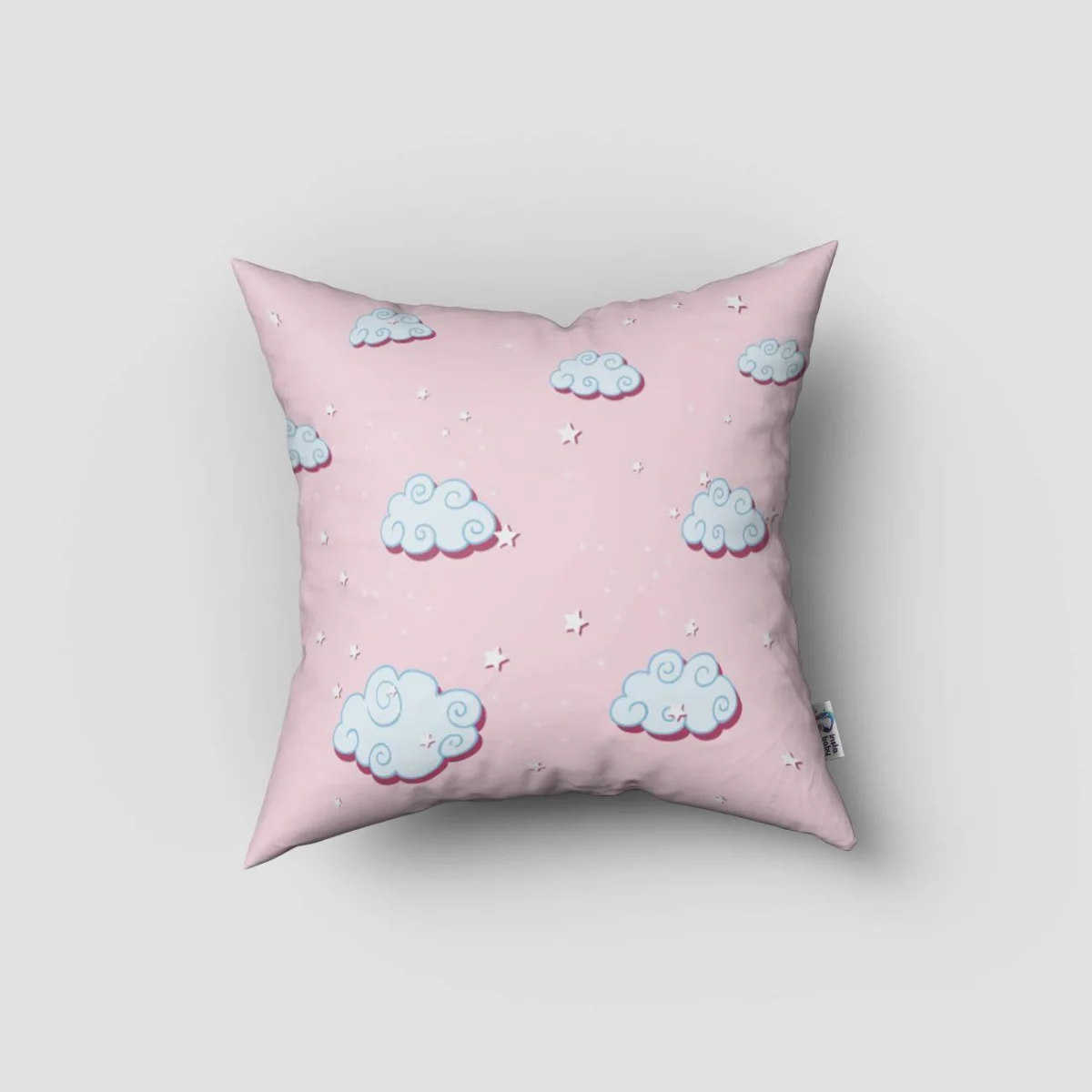 Unicorn Kırlent Kılıfı | Pembe bulut, yıldız Desenli