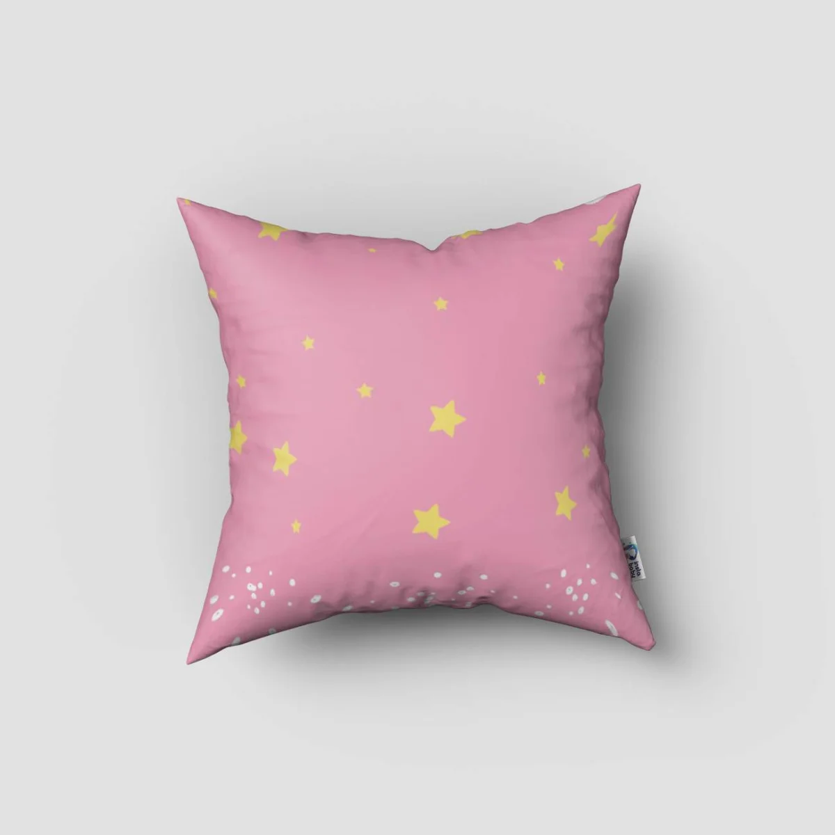 Prenses kız karakteri Kırlent Kılıfı | Pembe yıldızlar, noktalar Desenli