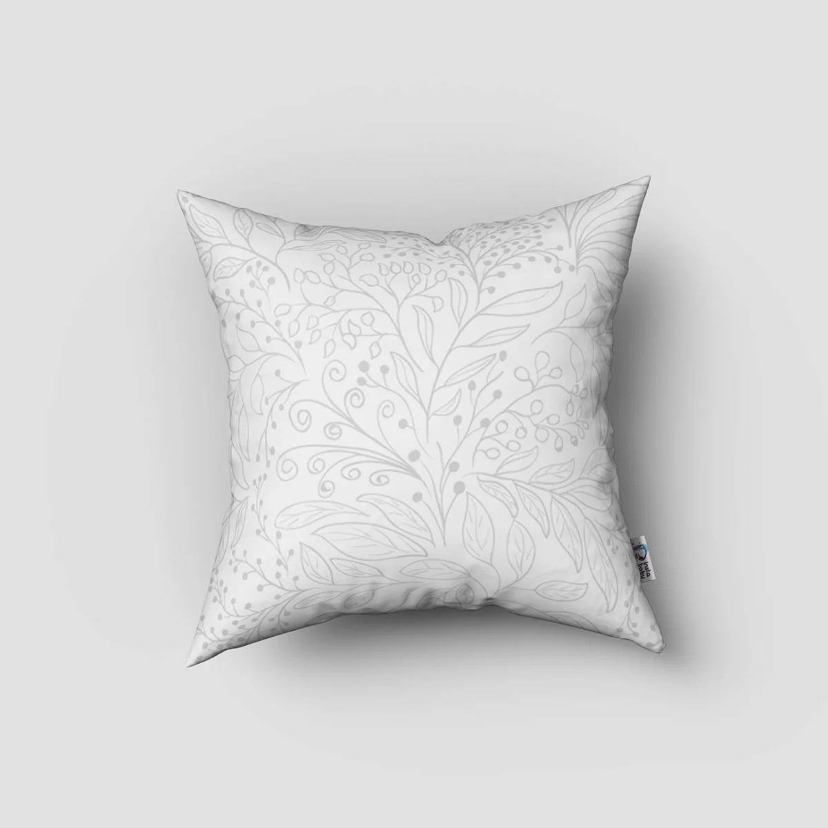 Kız, kelebekler Kırlent Kılıfı | Beyaz Kelebekler, floral desen Desenli