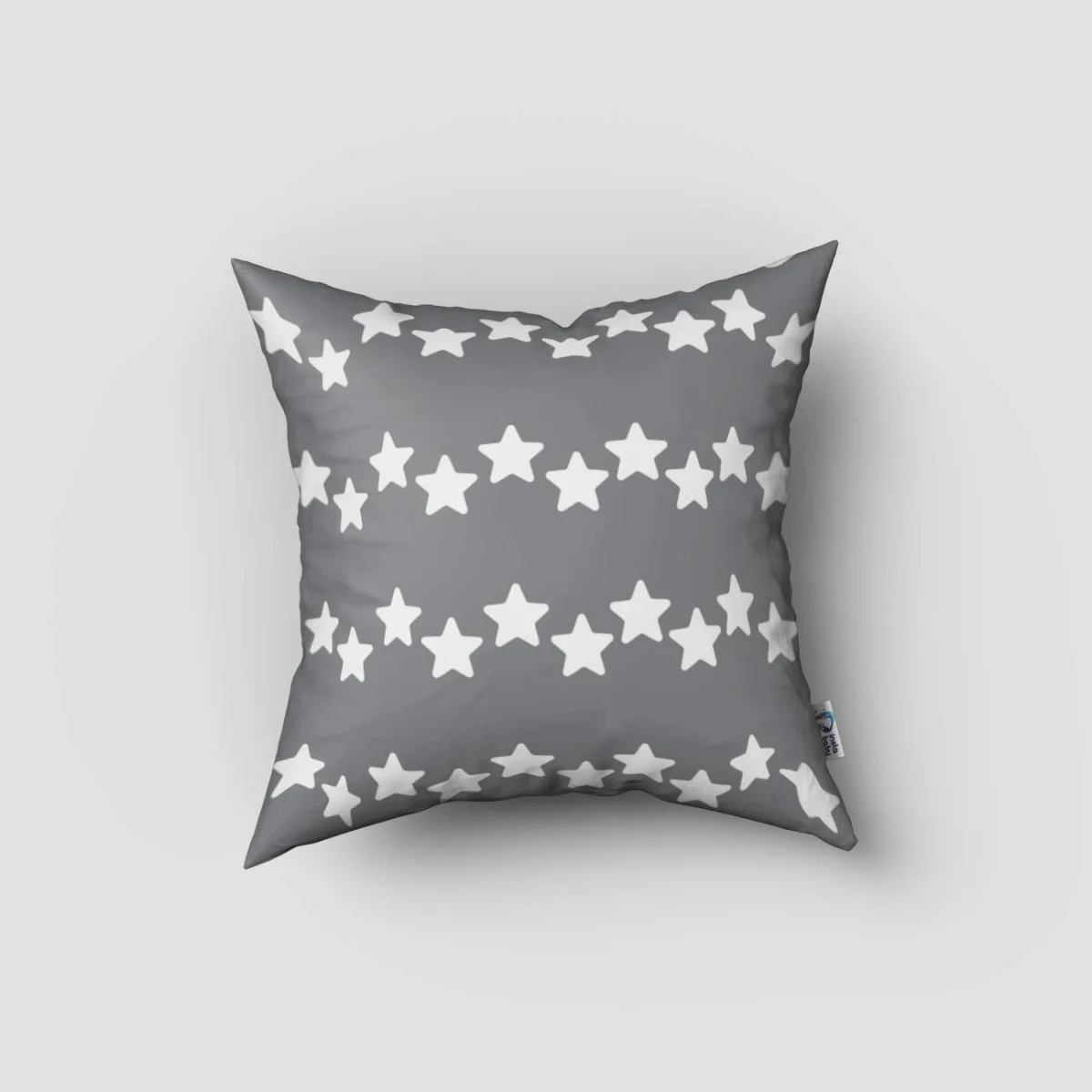 Sevimli Hayvanlar Kırlent Kılıfı | Gri yıldız, seksek oyunu Desenli