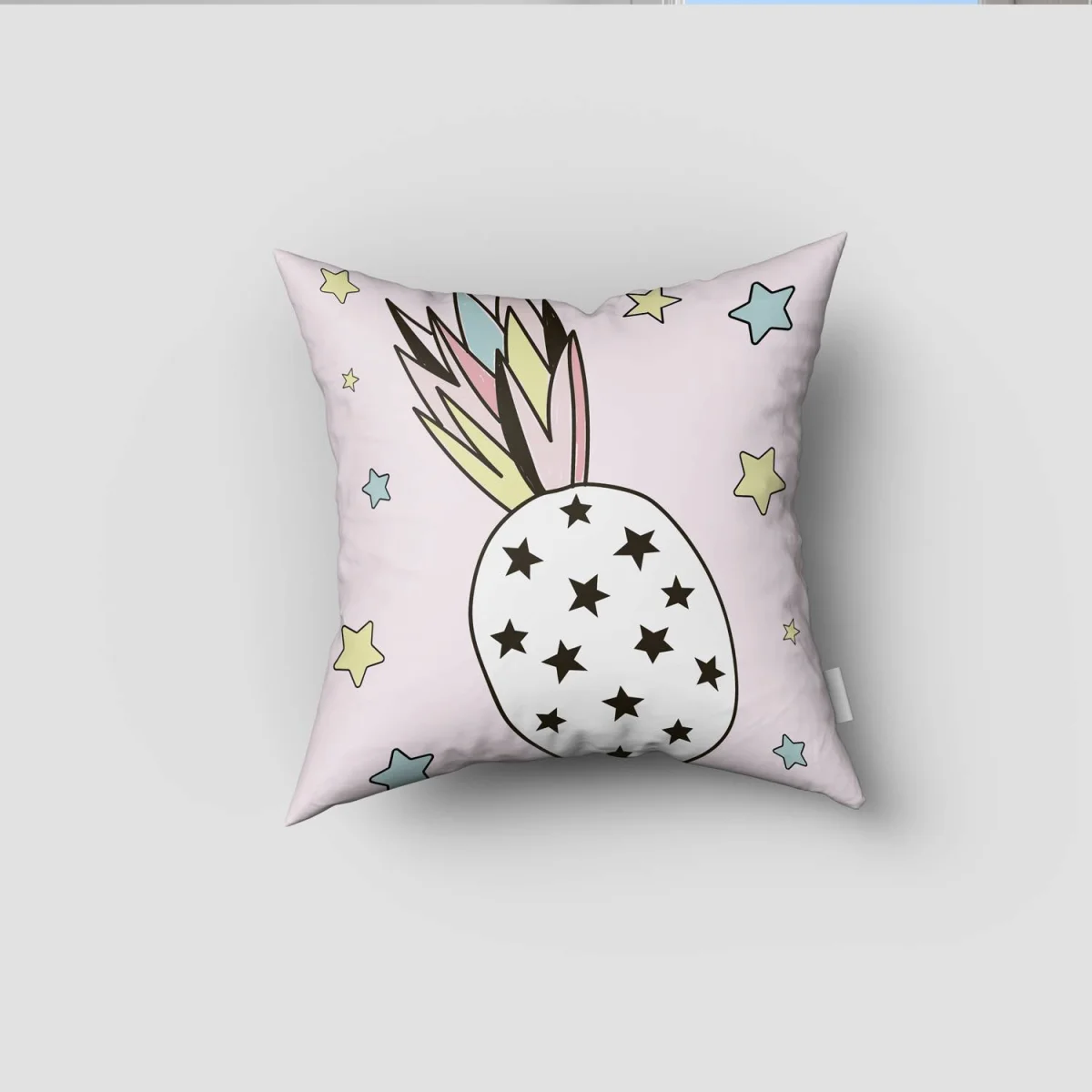 Unicorn Kırlent Kılıfı | Beyaz yıldız, bulut Desenli