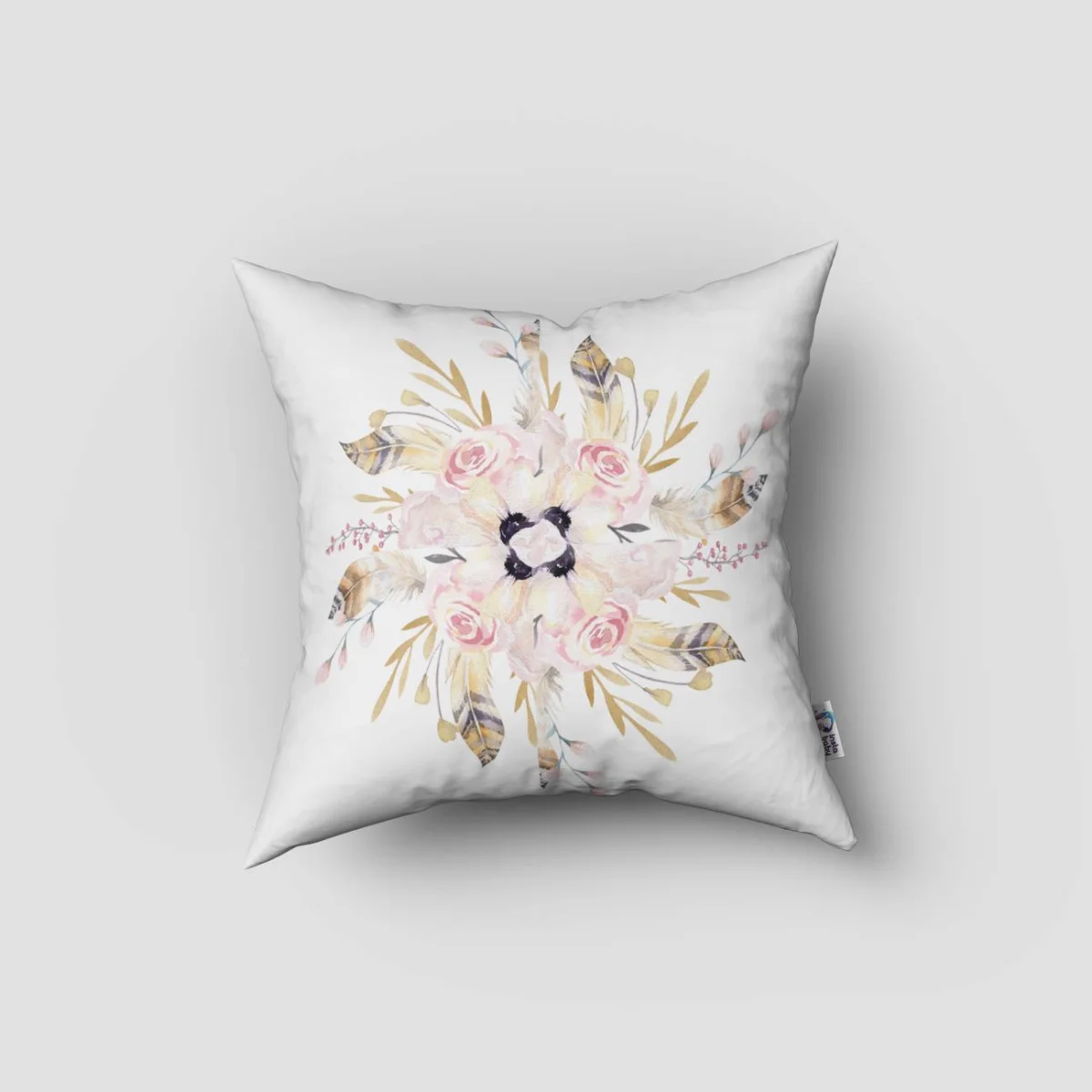 Unicorn Kırlent Kılıfı | Beyaz balon, yıldız Desenli