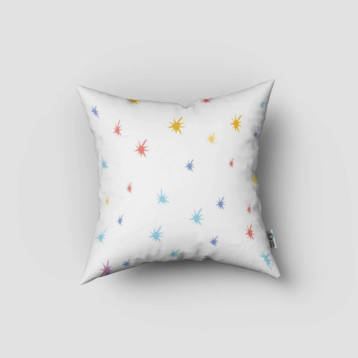 Unicorn Kırlent Kılıfı | Beyaz yıldızlar, gökkuşağı Desenli