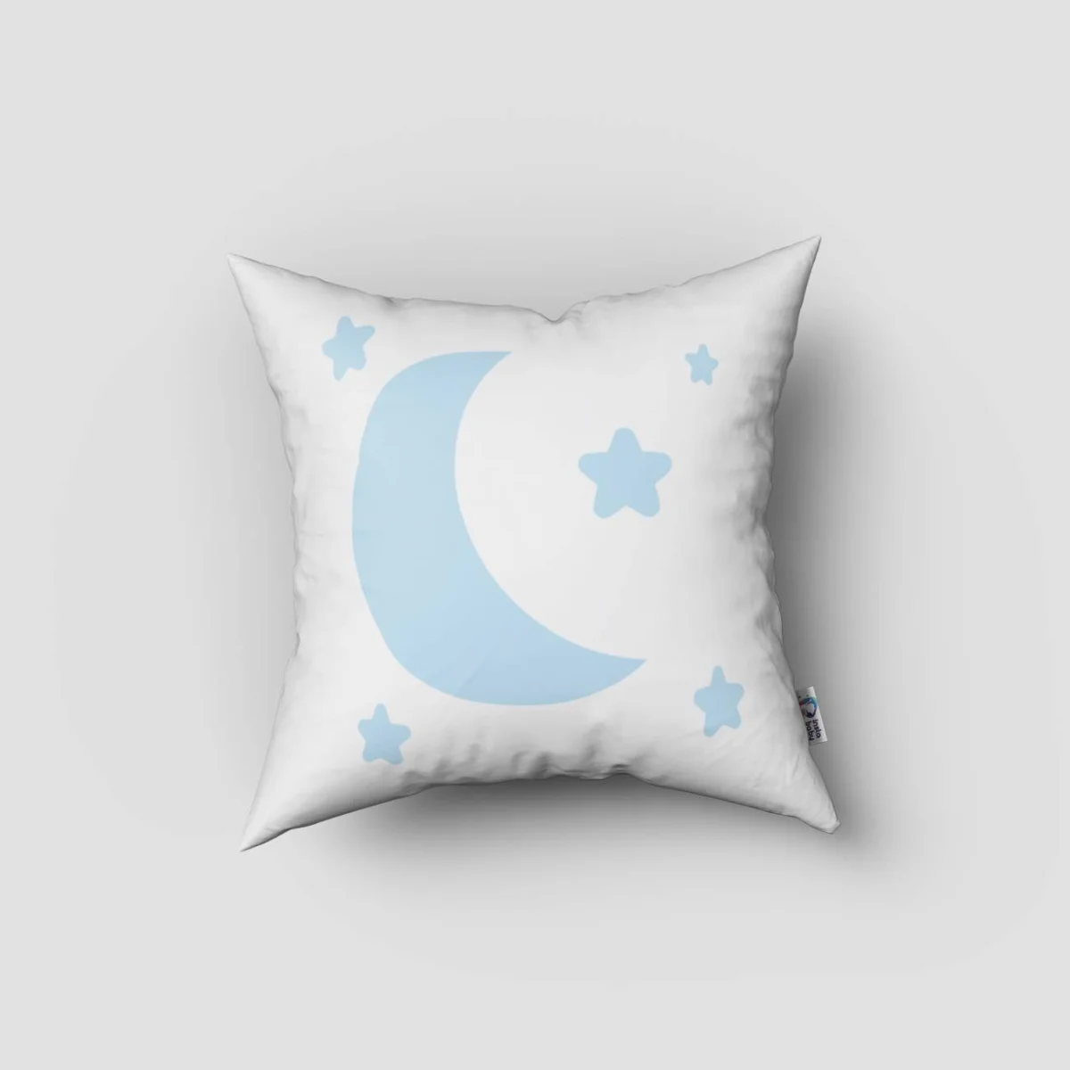 Ayıcık Kırlent Kılıfı | Mavi yıldızlar, bulut Desenli