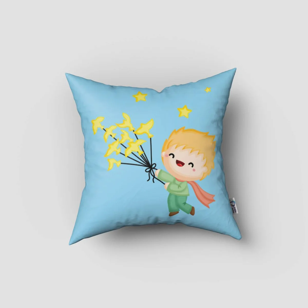 Küçük Prens Kırlent Kılıfı | Mavi yıldız, tilki Desenli