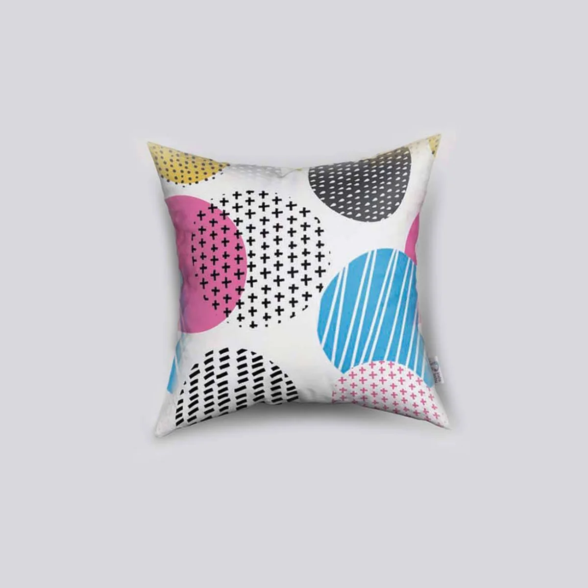 Geometrik desen Kırlent Kılıfı | Beyaz Çizgili, noktalı Desenli