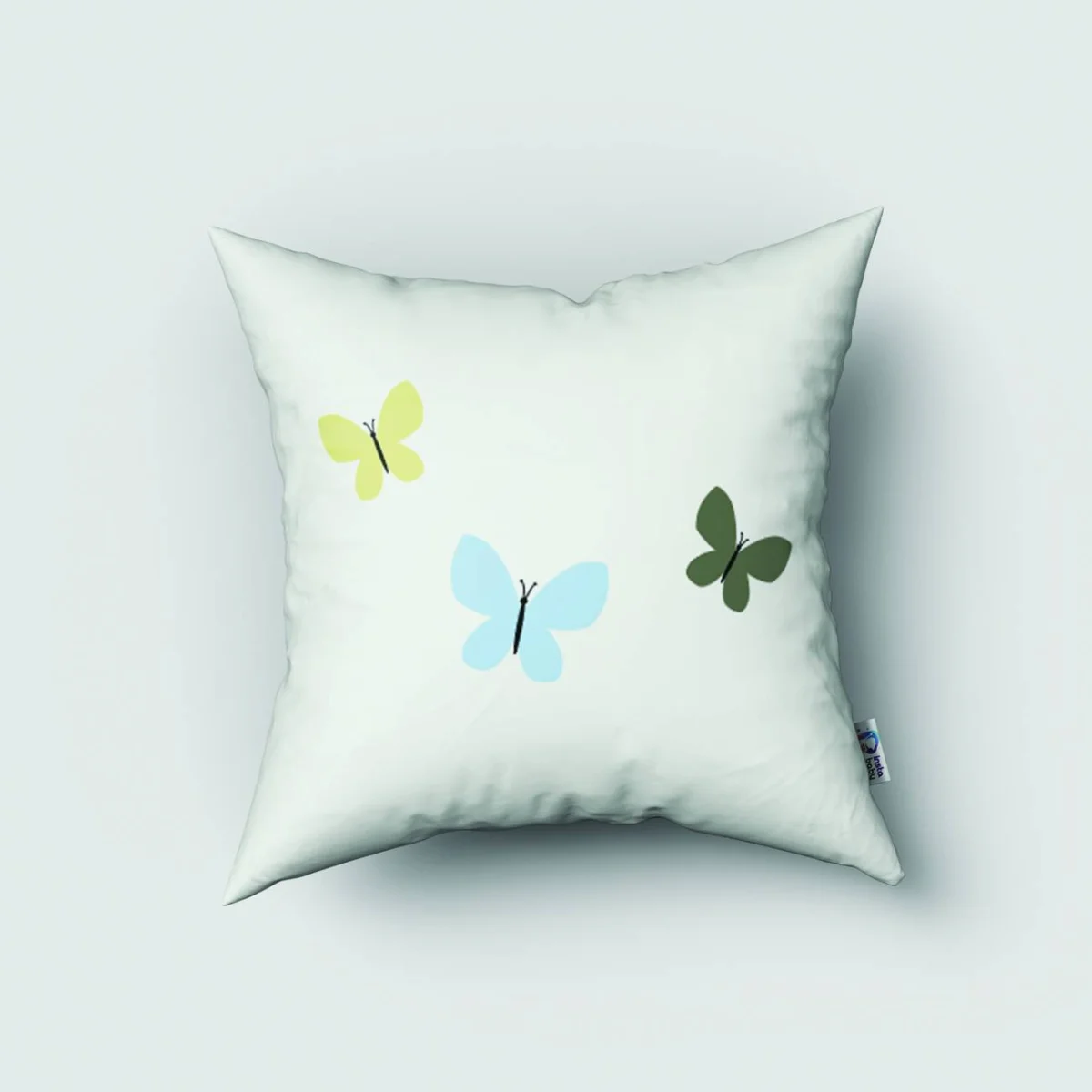 Peri Kırlent Kılıfı | Beyaz Kelebekler ve 'little woodland fairy' yazısı Desenli