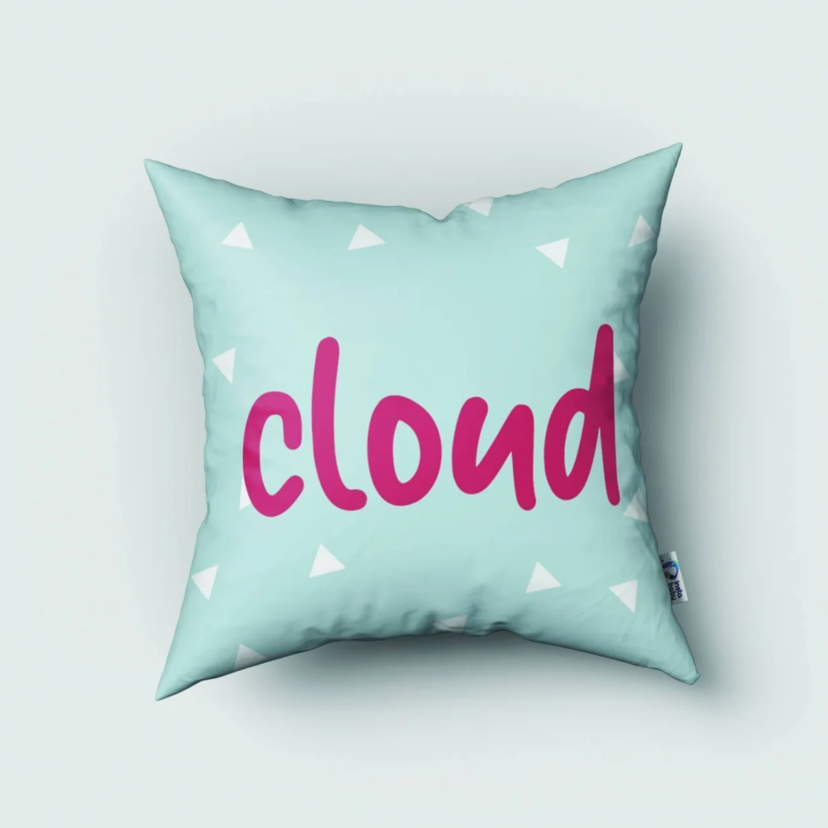 Boho Bulut Kırlent Kılıfı | Açık Mavi küçük üçgenler, oklar Desenli