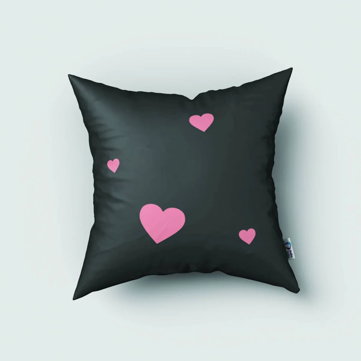 Kedi Kırlent Kılıfı | Beyaz Kalpler, Girls Rule yazısı Desenli