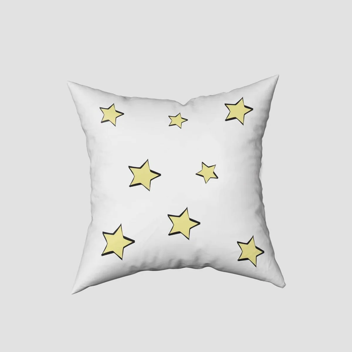 Prenses Kırlent Kılıfı | Beyaz yıldızlar, kalpler Desenli