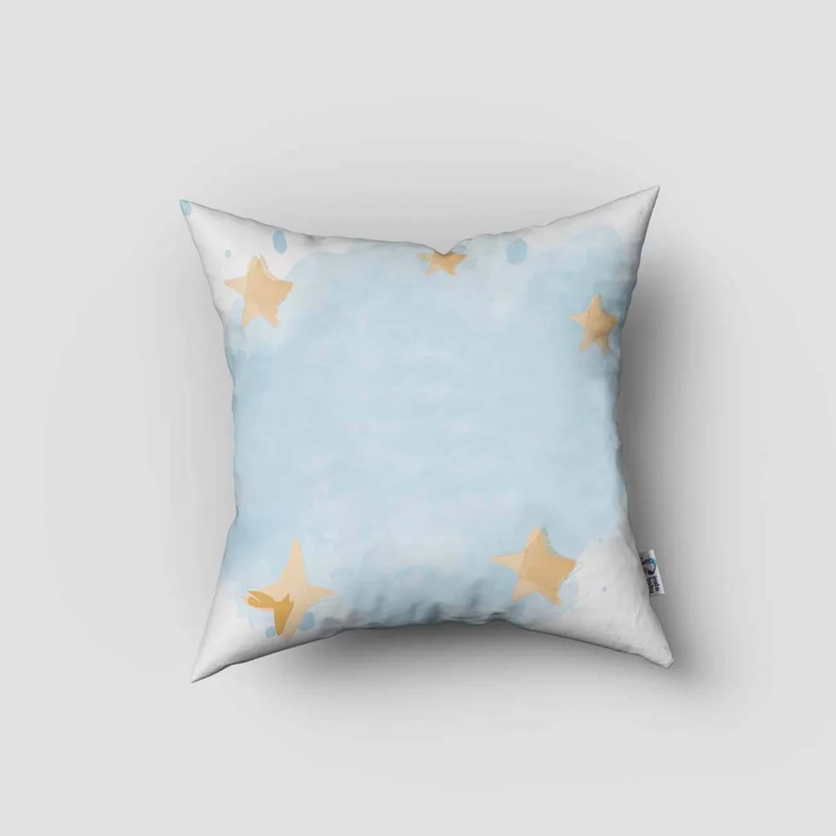 Ayı, uçak Kırlent Kılıfı | Mavi yıldız, ay Desenli