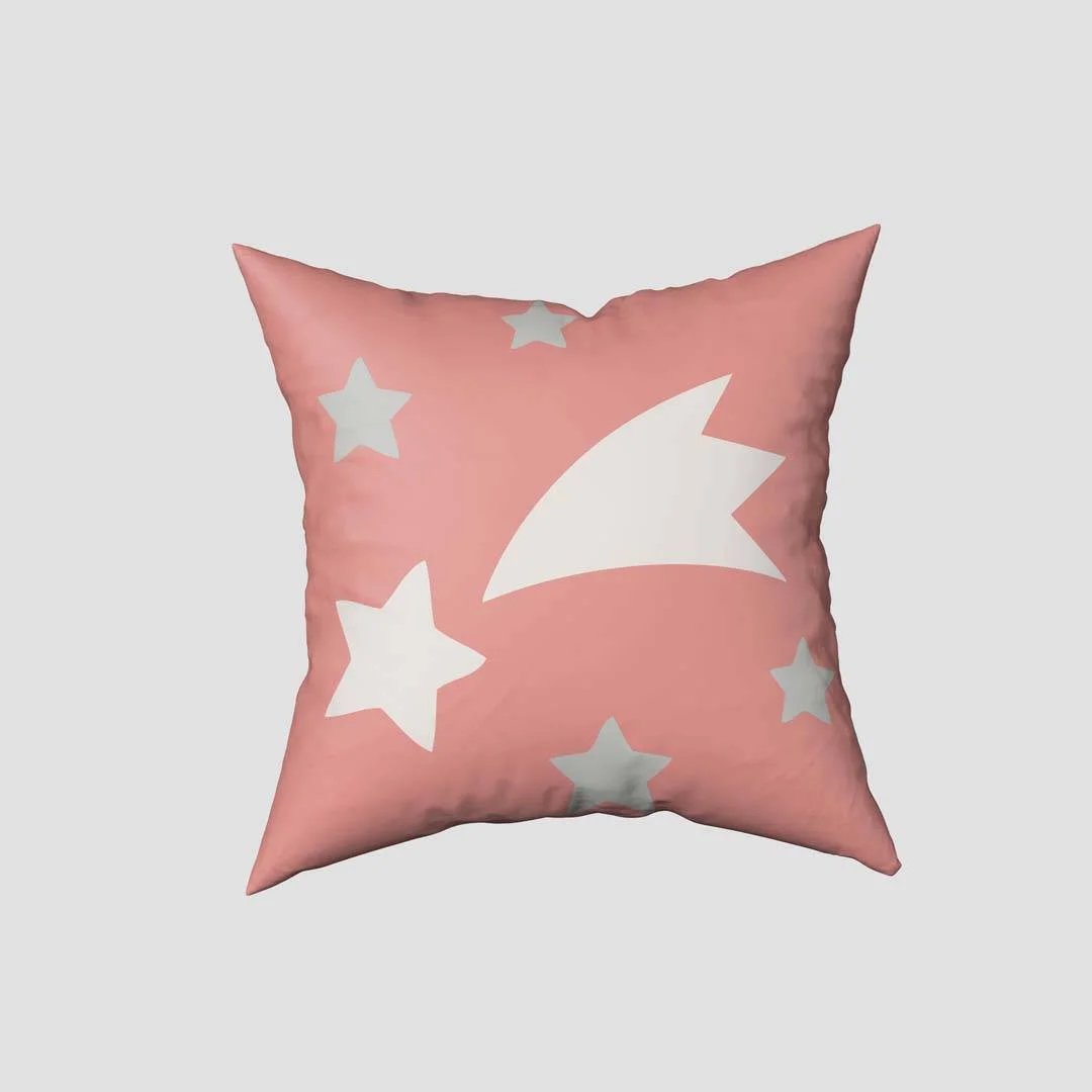 Ayda uyuyan ayı Kırlent Kılıfı | Beyaz yıldızlar, ay Desenli