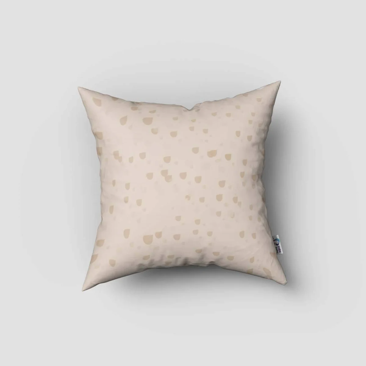 Orman Hayvanları Kırlent Kılıfı | Bej kalpler, çiçekler Desenli