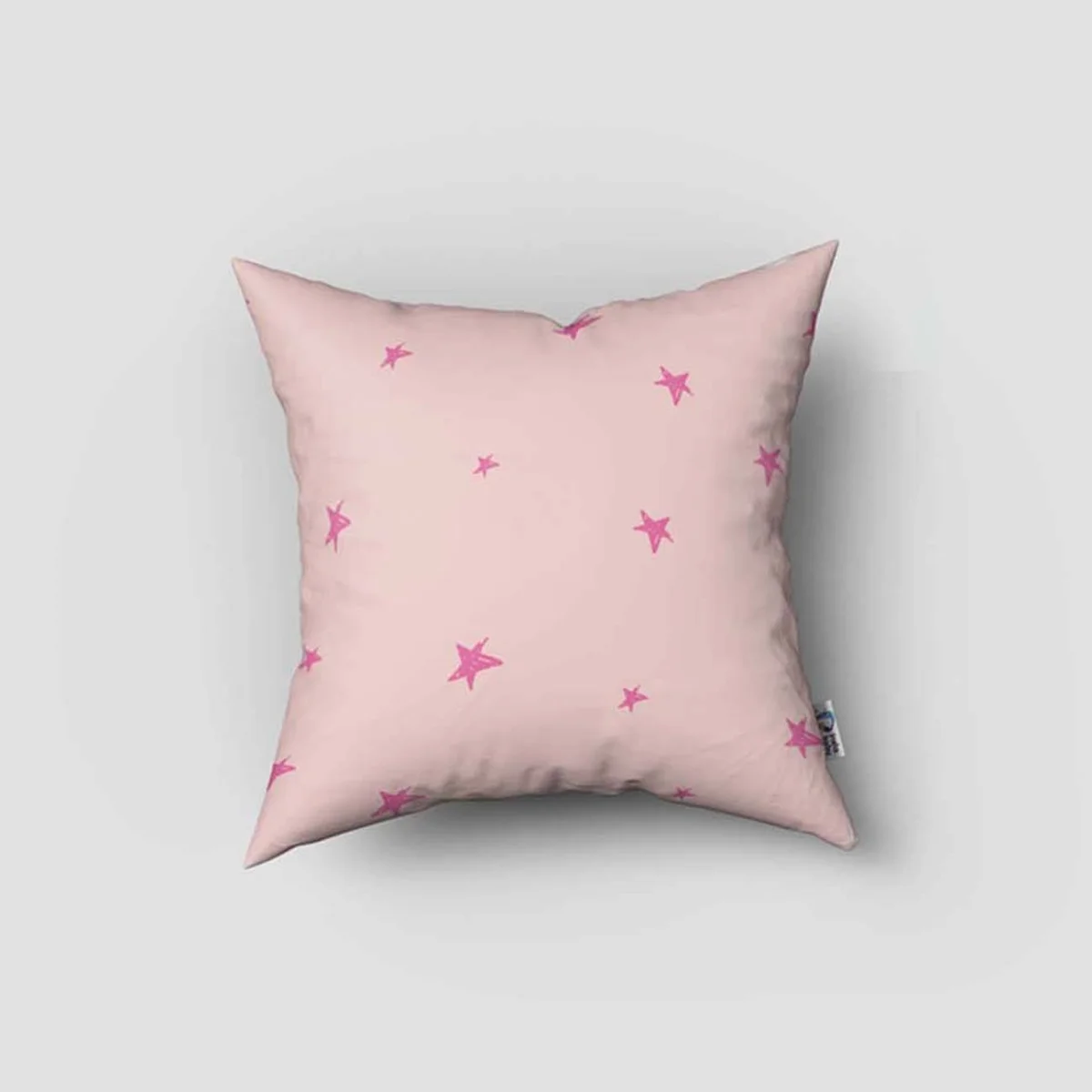 Unicorn Kırlent Kılıfı | Pembe yıldız, çiçekler Desenli