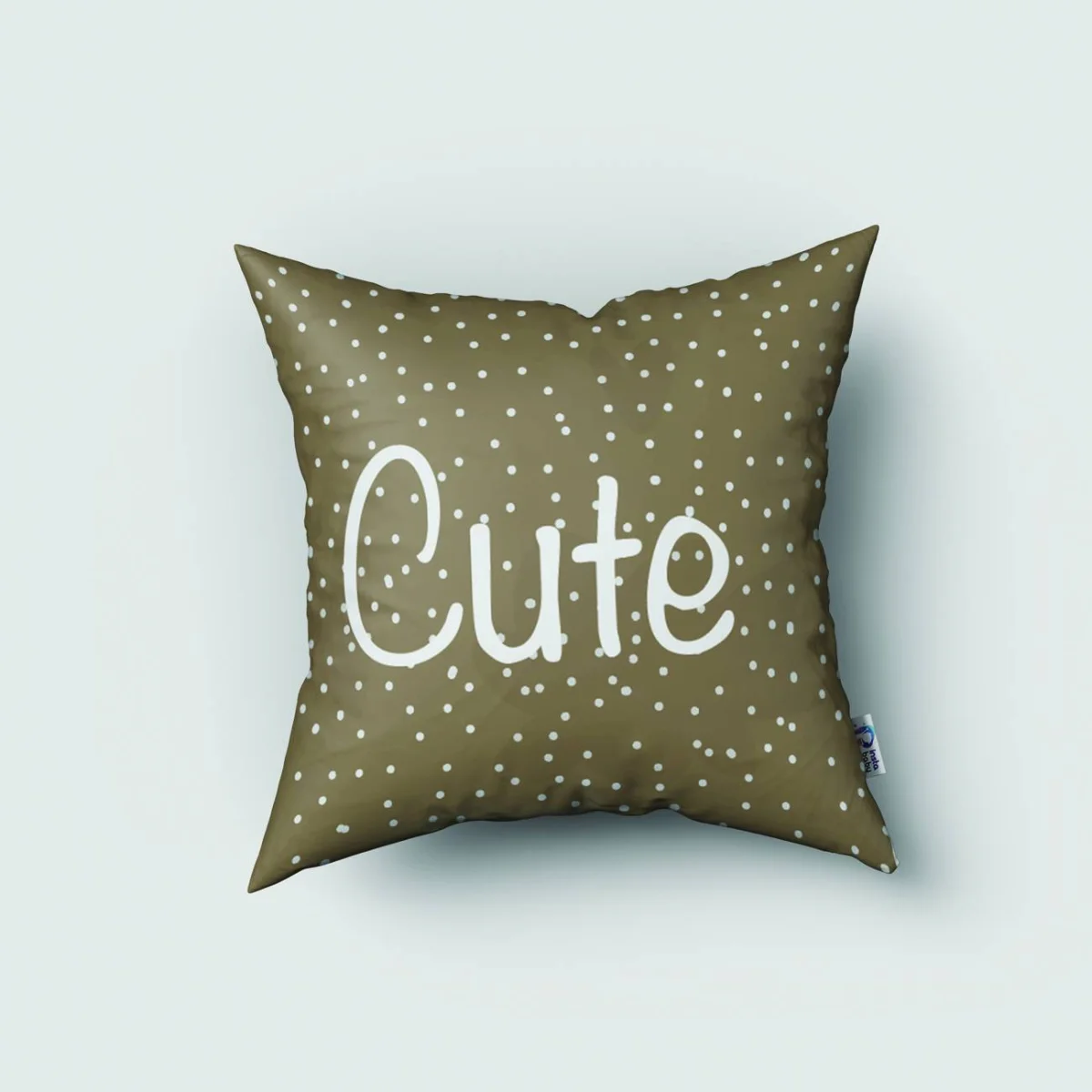 Koyunlar Kırlent Kılıfı | Beyaz puantiye, kalp Desenli