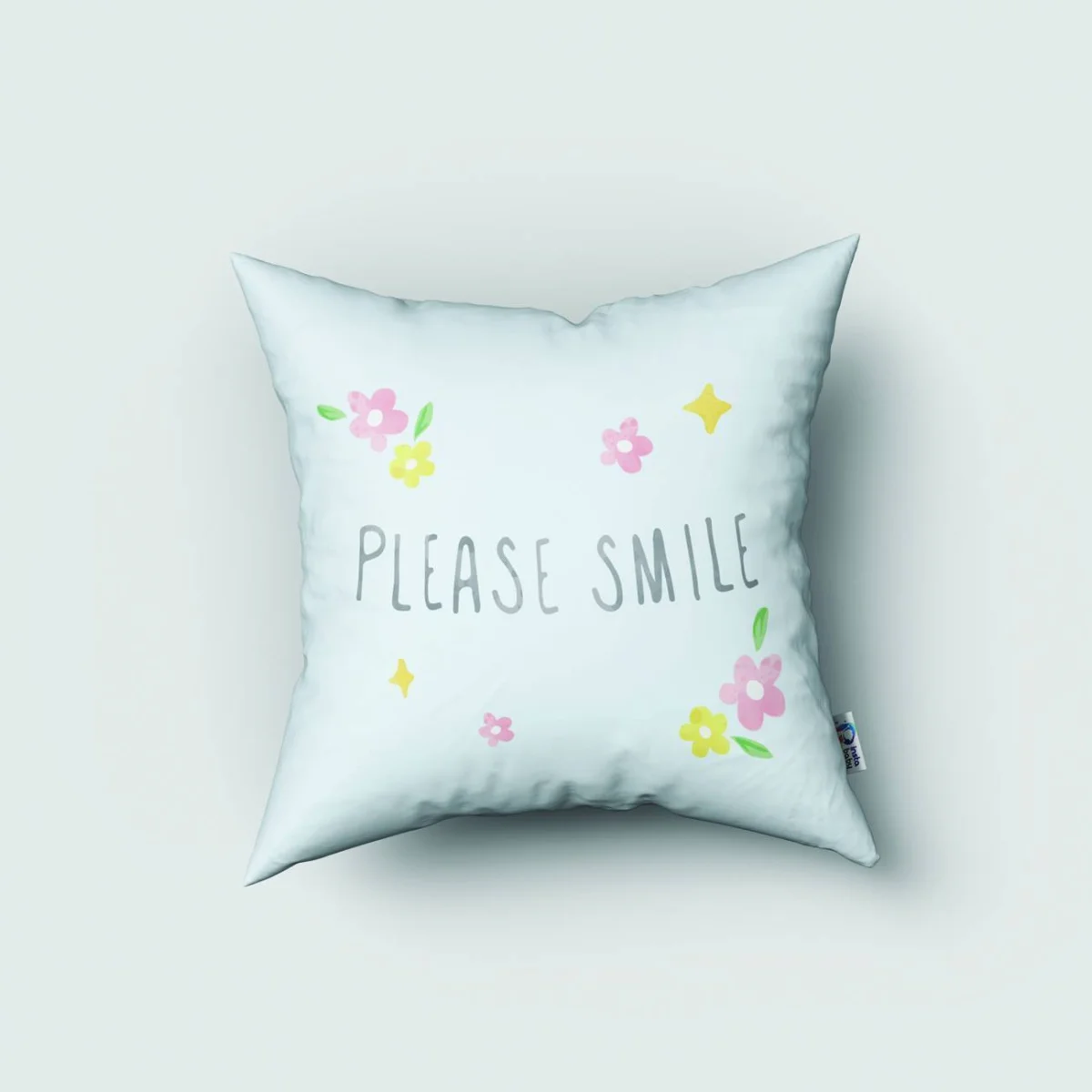 Fil Kırlent Kılıfı | Açık Mavi gökkuşağı, bulutlar Desenli