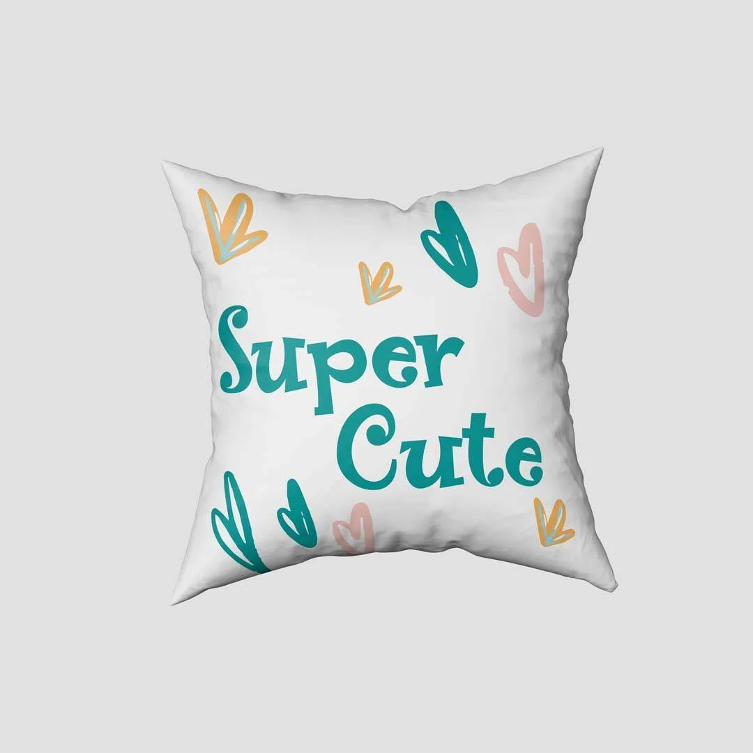 Koala Kırlent Kılıfı | Beyaz yaprak, kalp Desenli