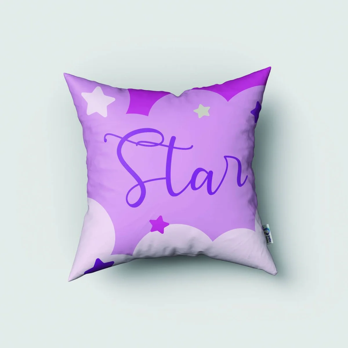 Ay ve Yıldızlar Kırlent Kılıfı | Pembe uyuyan ay, yıldızlar Desenli