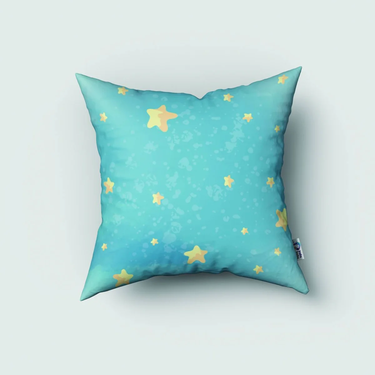 Ayı ve Ay Kırlent Kılıfı | Mavi yıldızlar, uyuyan ayılar Desenli