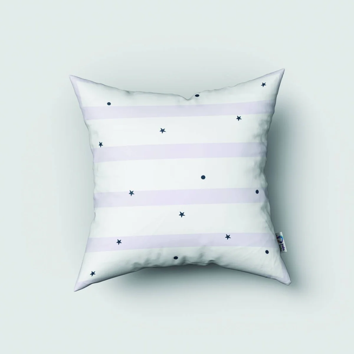 Balerin Kırlent Kılıfı | Beyaz yıldızlar, kalpler Desenli