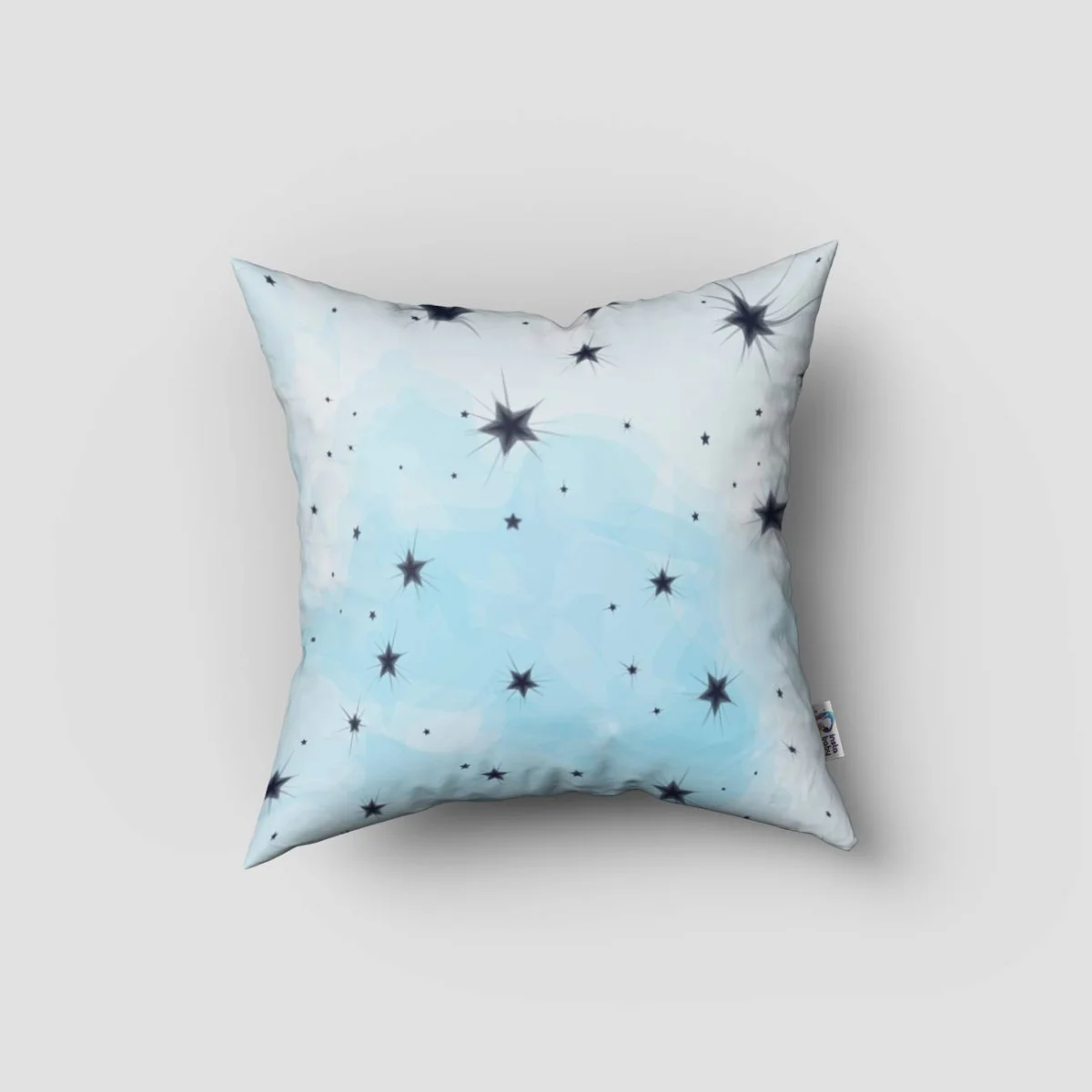 Ay ve Yıldızlar Kırlent Kılıfı | Mavi yıldızlar, ay Desenli