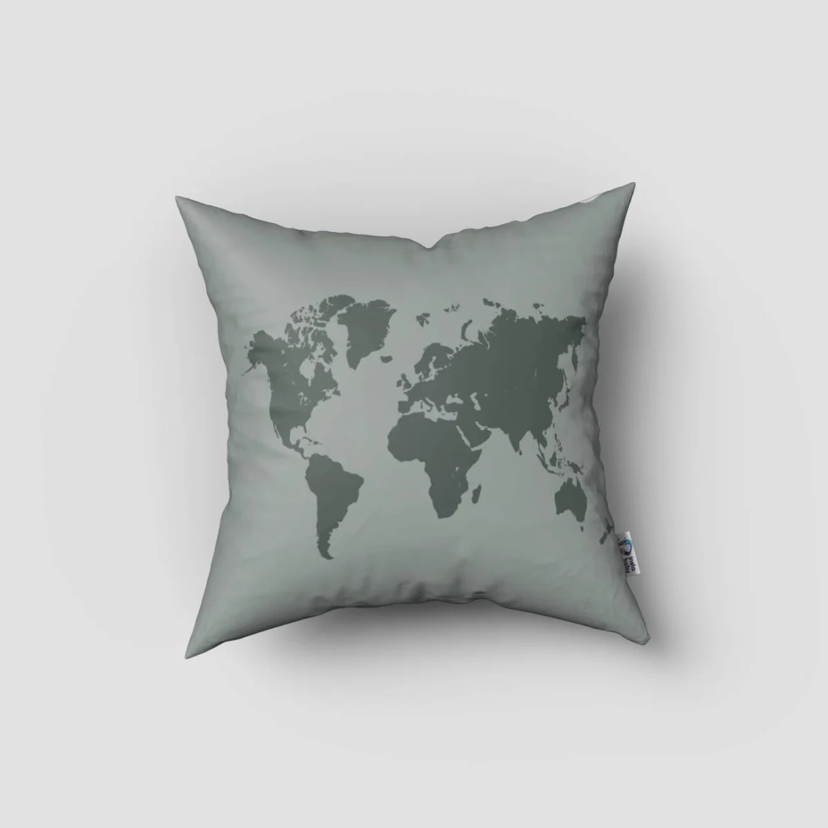 Dünya Haritası, Pusula Kırlent Kılıfı | Yeşil dünya haritası, pusula Desenli