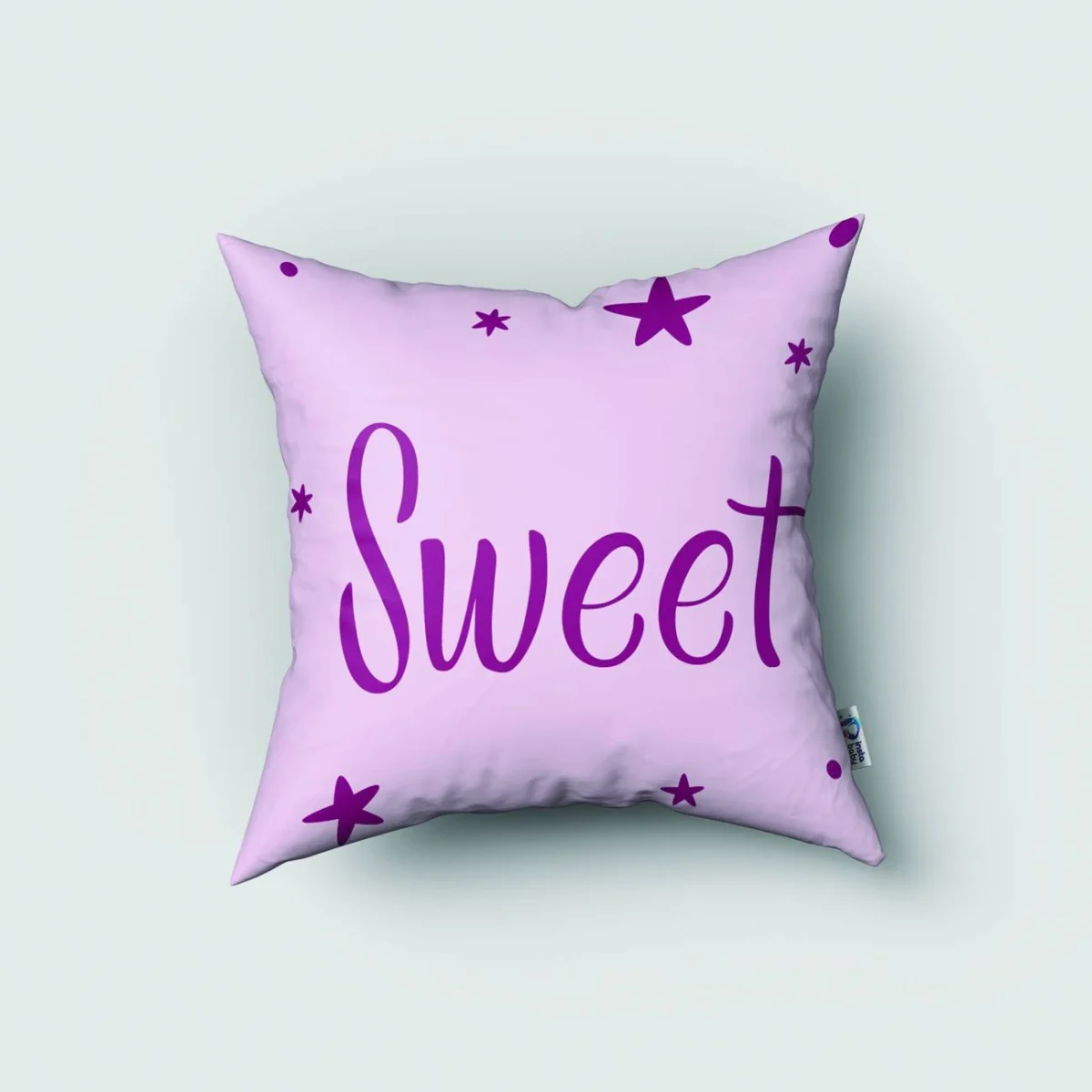 Ay ve Bulutlar Kırlent Kılıfı | Pembe yıldız, bulut Desenli