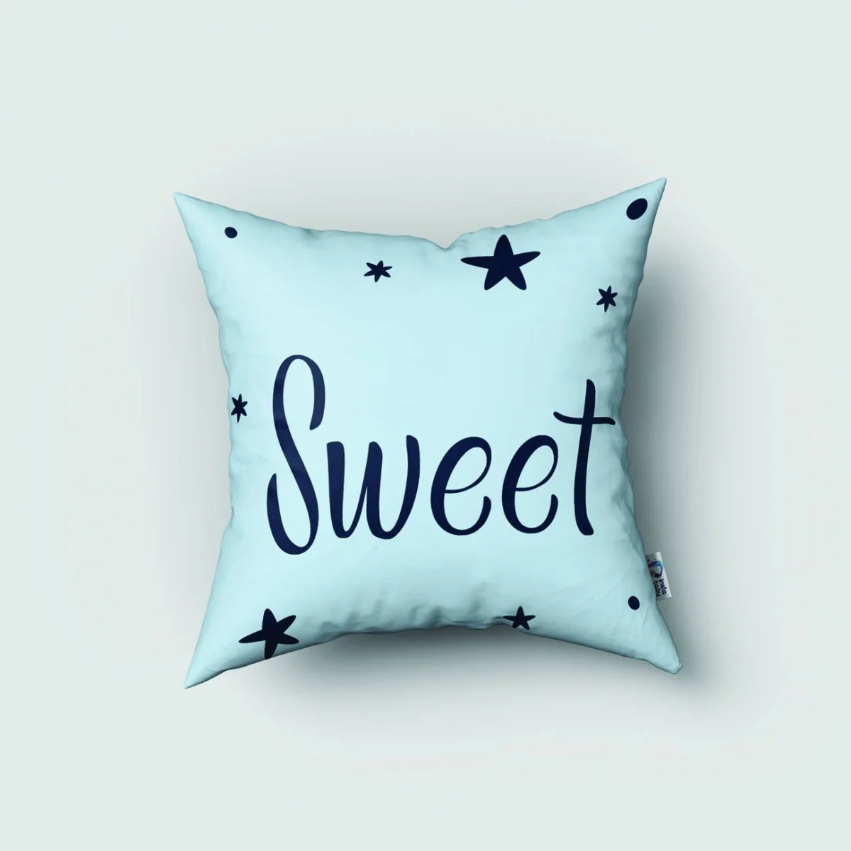 Ay ve bulutlar Kırlent Kılıfı | Mavi yıldız, bulut Desenli