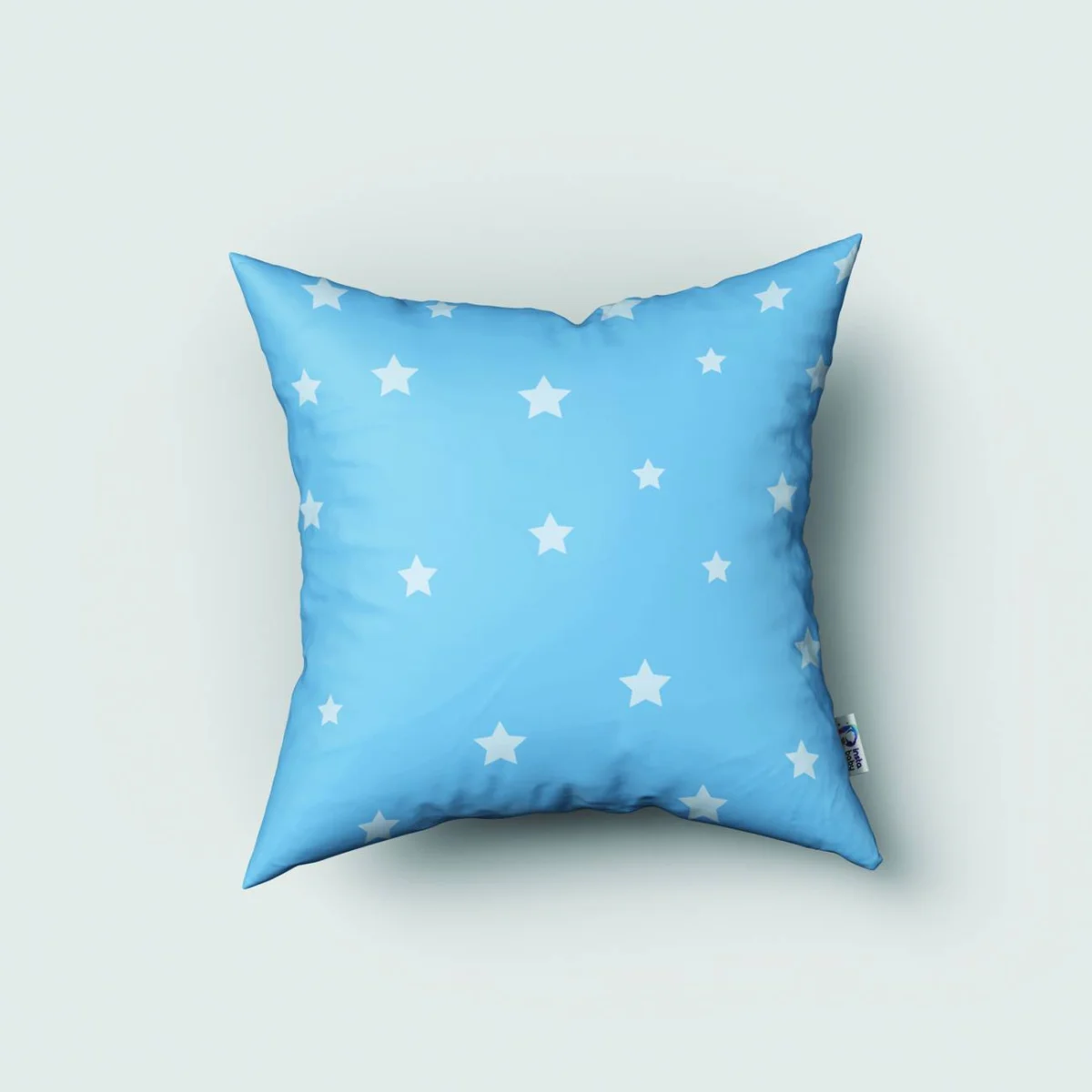 Taç Kırlent Kılıfı | Mavi yıldızlar, taç Desenli