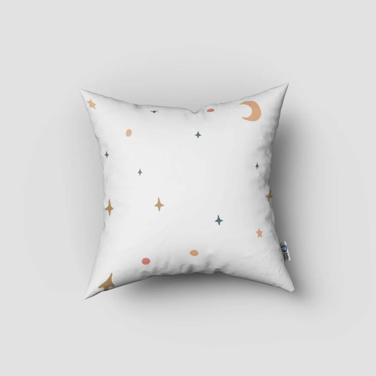 Balerin Tavşan Kırlent Kılıfı | Beyaz yıldızlar, ay Desenli
