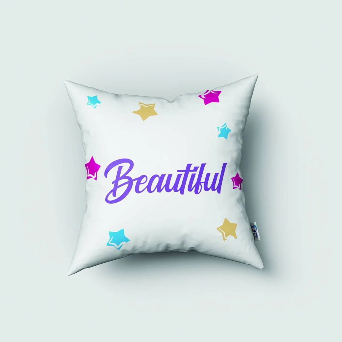 Unicorn Kırlent Kılıfı | Beyaz Yapraklar, bulut Desenli