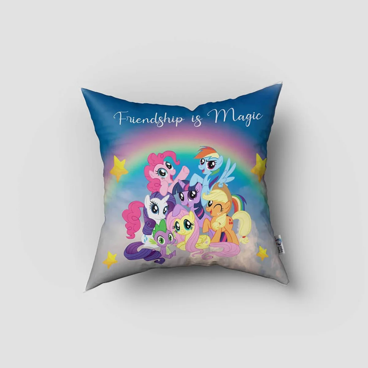 My Little Pony Kırlent Kılıfı | Mavi gökkuşağı, yıldızlar Desenli